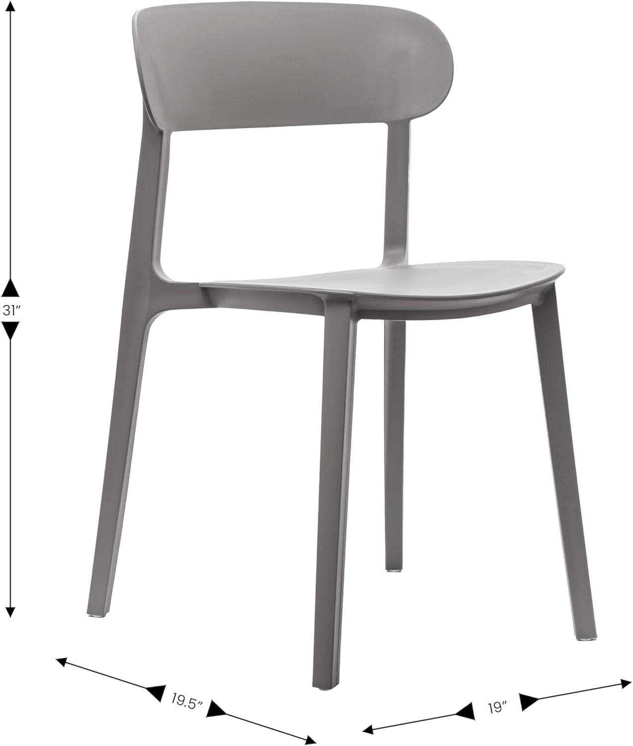 imageFlash Furniture Dover Patio Chair with Curved Backrest and Contoured Seat Commercial AllWeather Stacking Resin Chair UV Resistant IndoorOutdoor Black Set of 2Grey