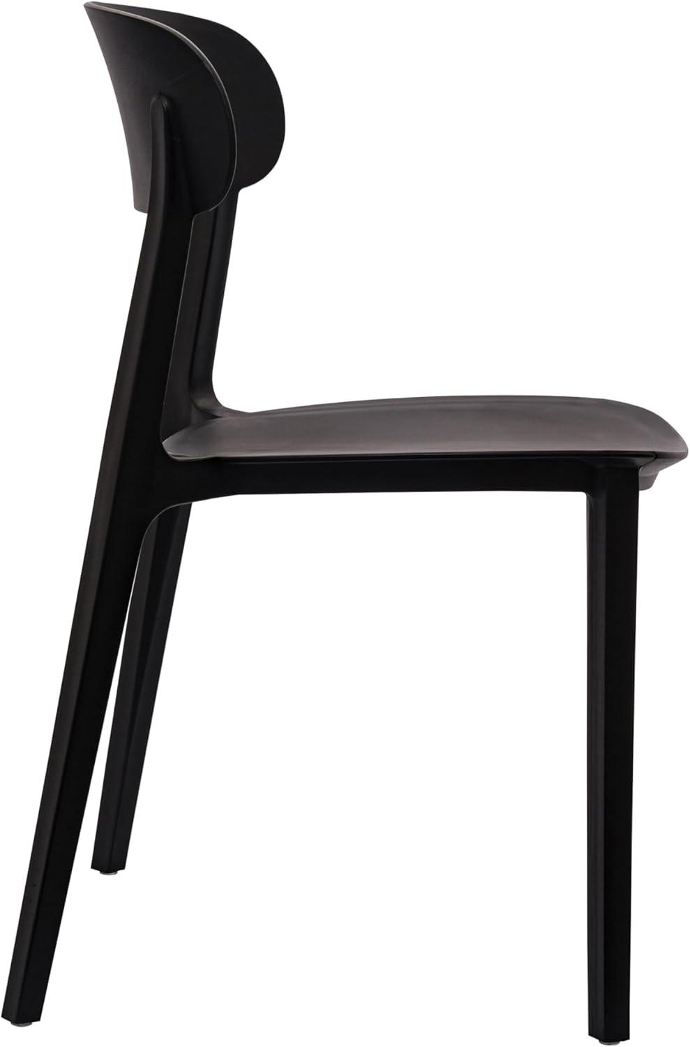 imageFlash Furniture Dover Patio Chair with Curved Backrest and Contoured Seat Commercial AllWeather Stacking Resin Chair UV Resistant IndoorOutdoor Black Set of 2Black