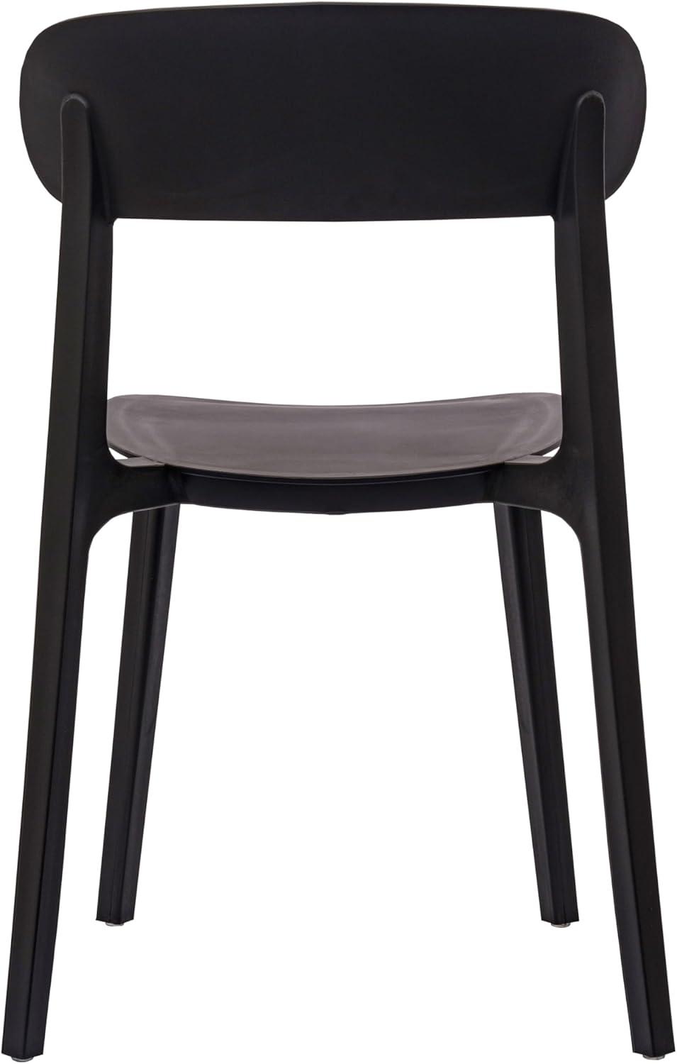 imageFlash Furniture Dover Patio Chair with Curved Backrest and Contoured Seat Commercial AllWeather Stacking Resin Chair UV Resistant IndoorOutdoor Black Set of 2Black