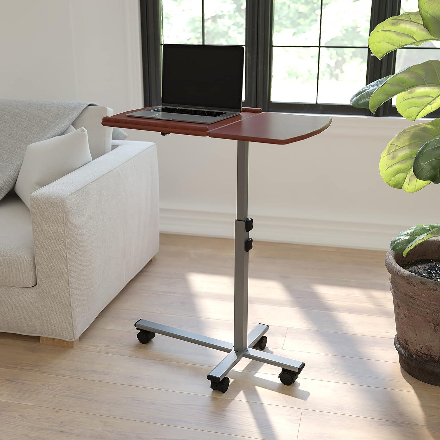 imageFlash Furniture Dunbar Angle and Height Adjustable Mobile Laptop Computer Table with Cherry Top
