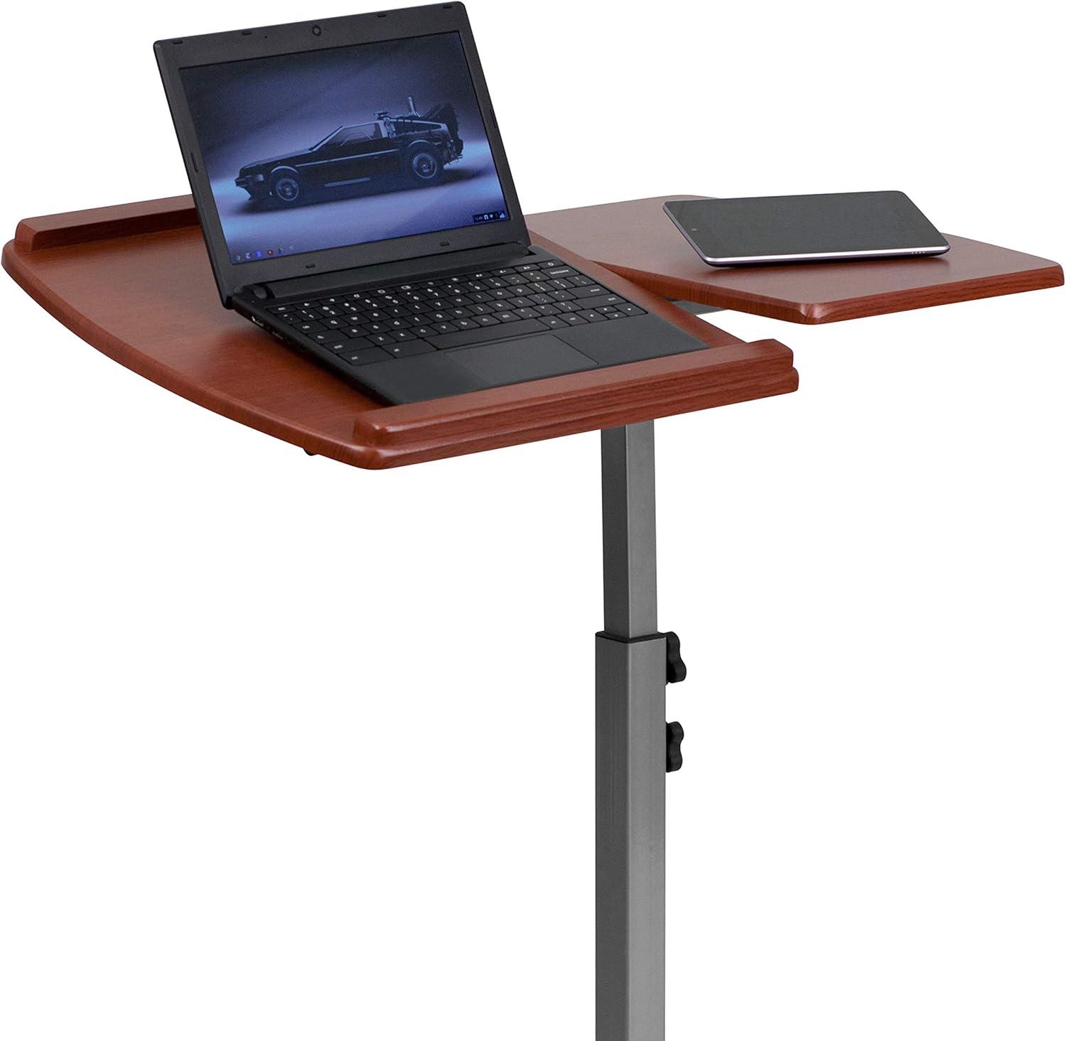 imageFlash Furniture Dunbar Angle and Height Adjustable Mobile Laptop Computer Table with Cherry Top