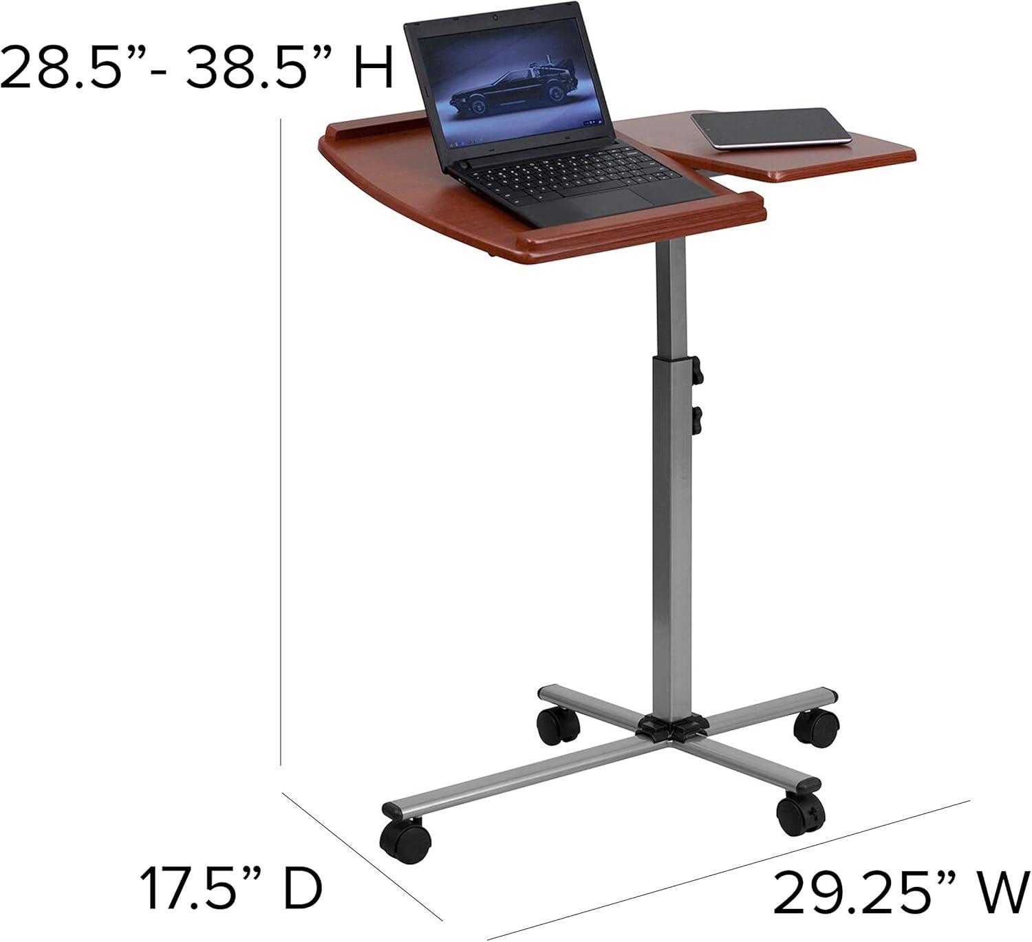 imageFlash Furniture Dunbar Angle and Height Adjustable Mobile Laptop Computer Table with Cherry Top