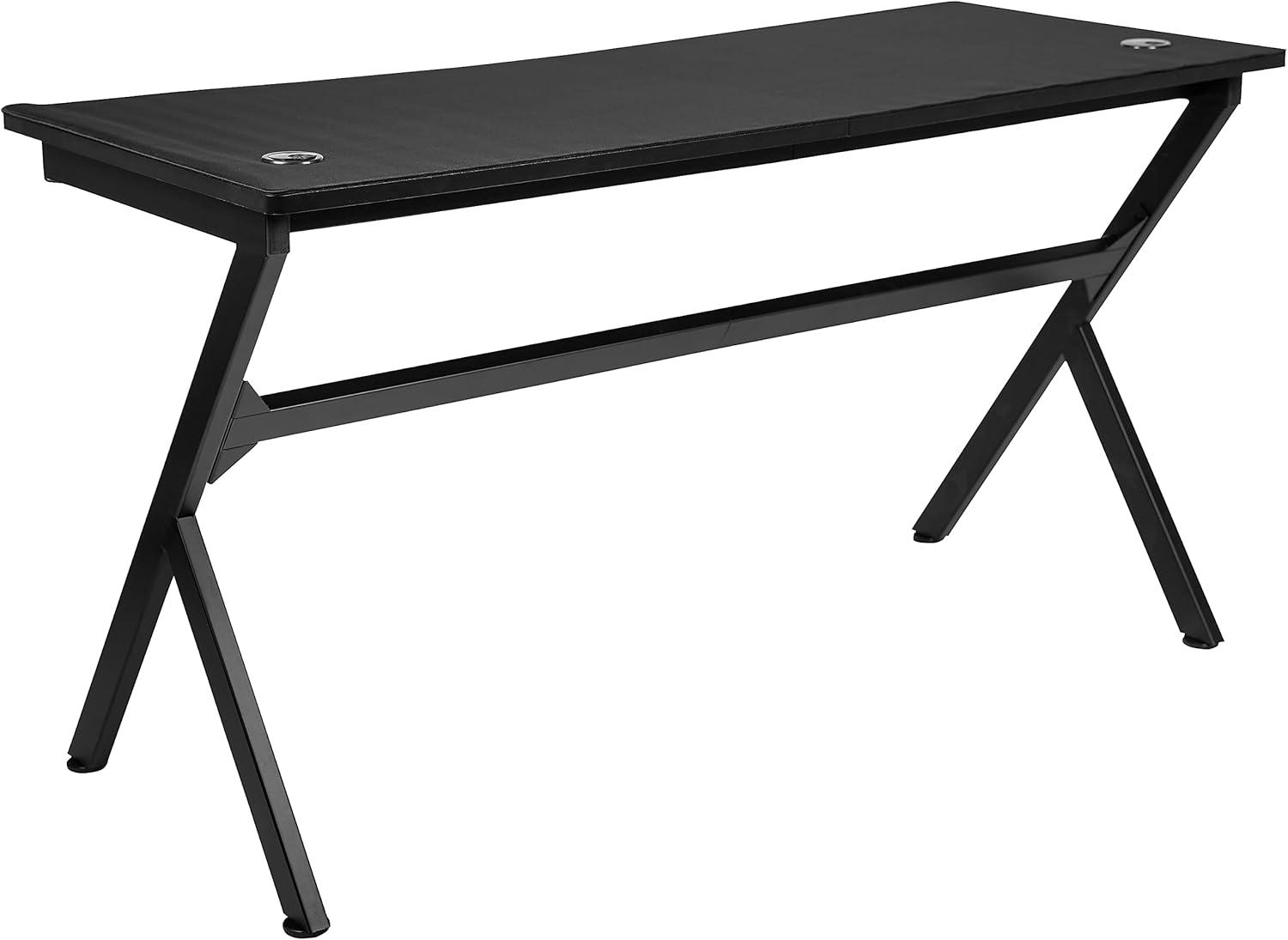 imageFlash Furniture Duncan Gaming Desk 4525quot x 29quot Computer Table Gamer Workstation with Headphone Holder and 2 Cable Management Holes Set of 1BlackBlack