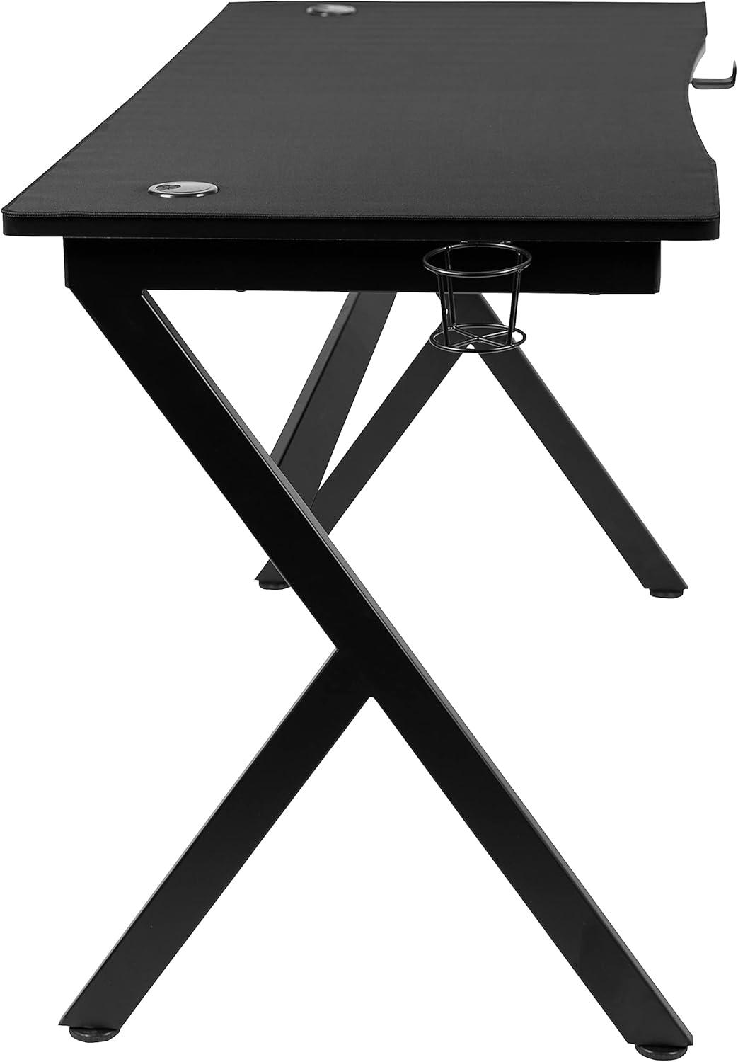 imageFlash Furniture Duncan Gaming Desk 4525quot x 29quot Computer Table Gamer Workstation with Headphone Holder and 2 Cable Management Holes Set of 1BlackBlack