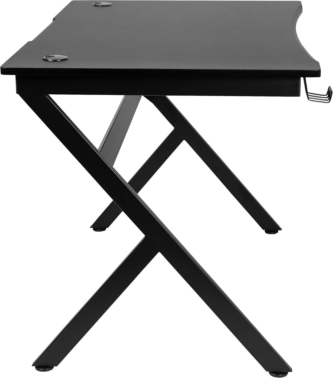 imageFlash Furniture Duncan Gaming Desk 4525quot x 29quot Computer Table Gamer Workstation with Headphone Holder and 2 Cable Management Holes Set of 1BlackBlack