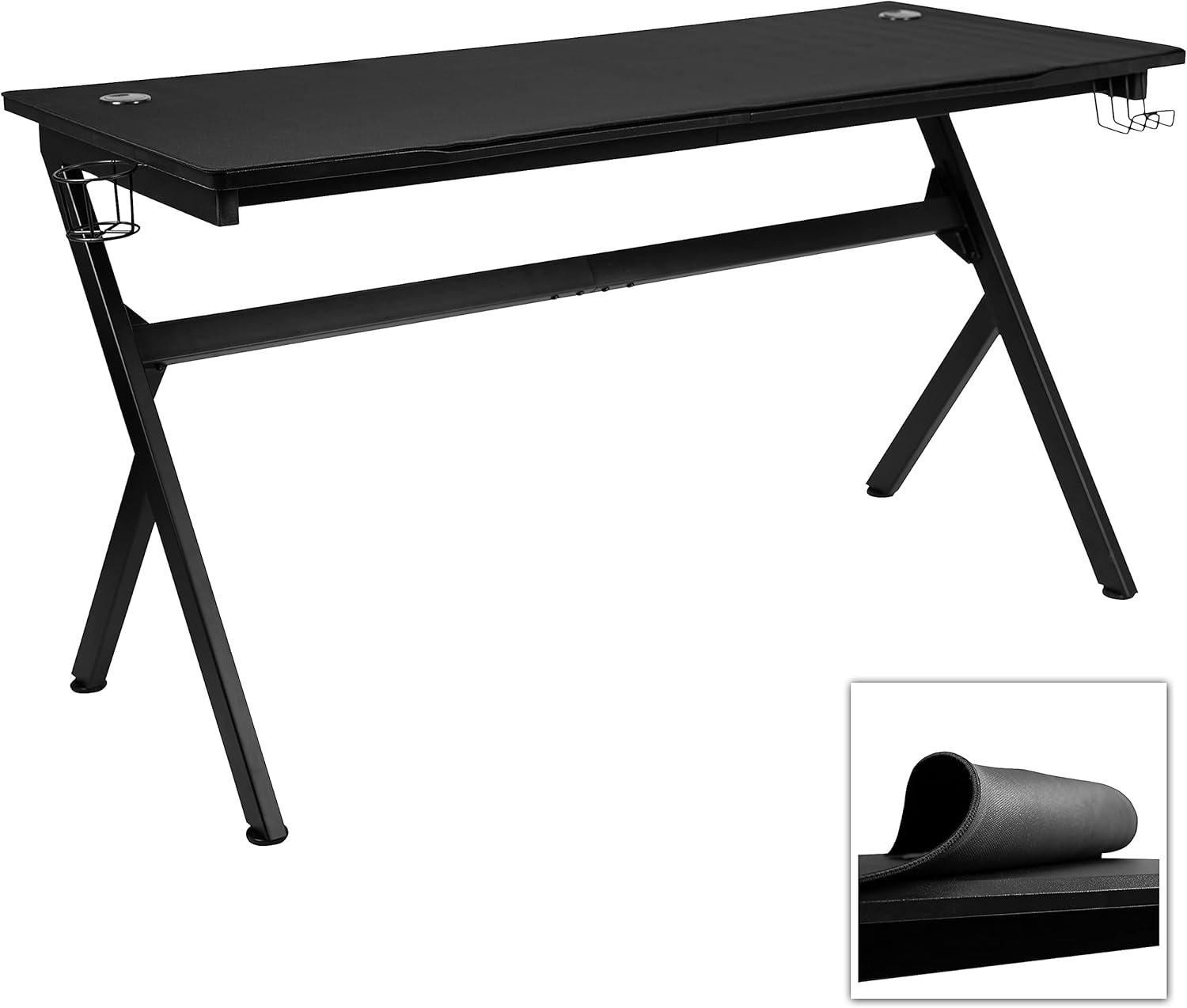 imageFlash Furniture Duncan Gaming Desk 4525quot x 29quot Computer Table Gamer Workstation with Headphone Holder and 2 Cable Management Holes Set of 1BlackBlack