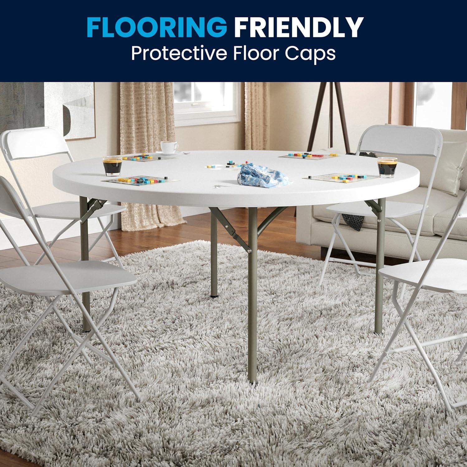 imageFlash Furniture Elon 2 Round AllOccasion Plastic Folding Event Table Folding Banquet Table for IndoorOutdoor Events White5 Foot