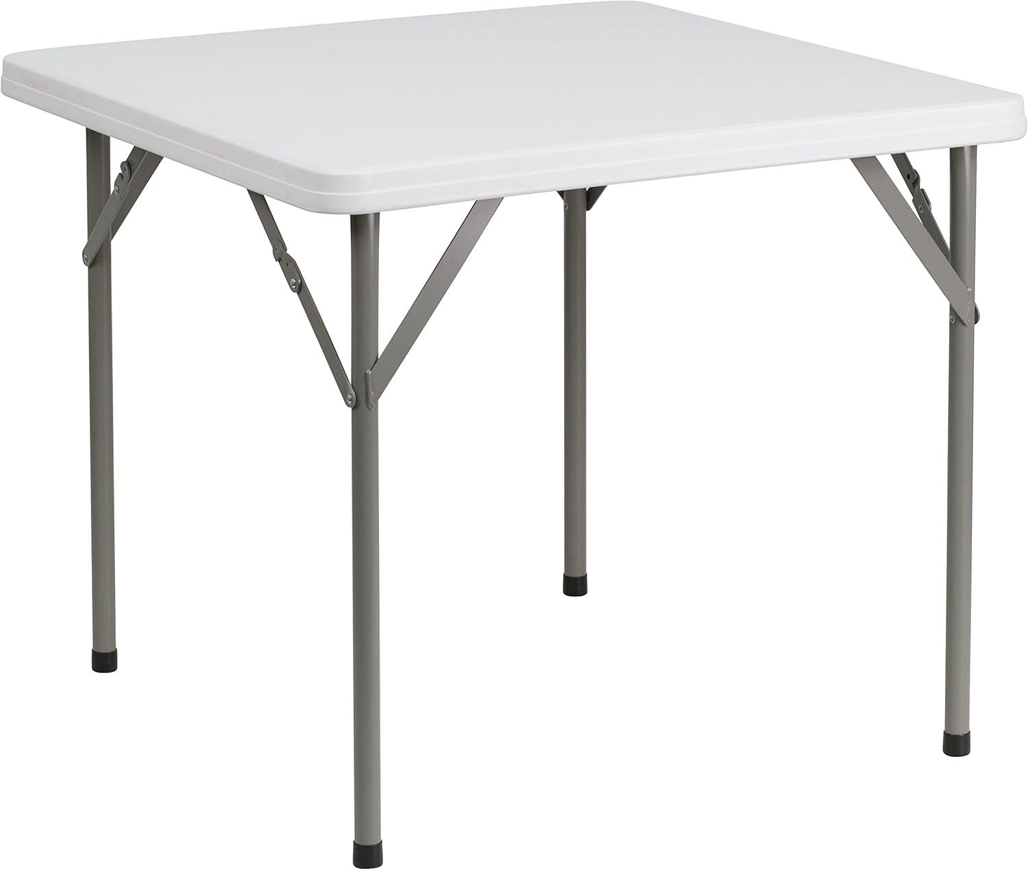 imageFlash Furniture Elon 285Foot Square Granite White Plastic Folding Table Waterproof Impact and Stain Resistant Flash Furniture Hercules Series Plastic Folding ChairsGranite White