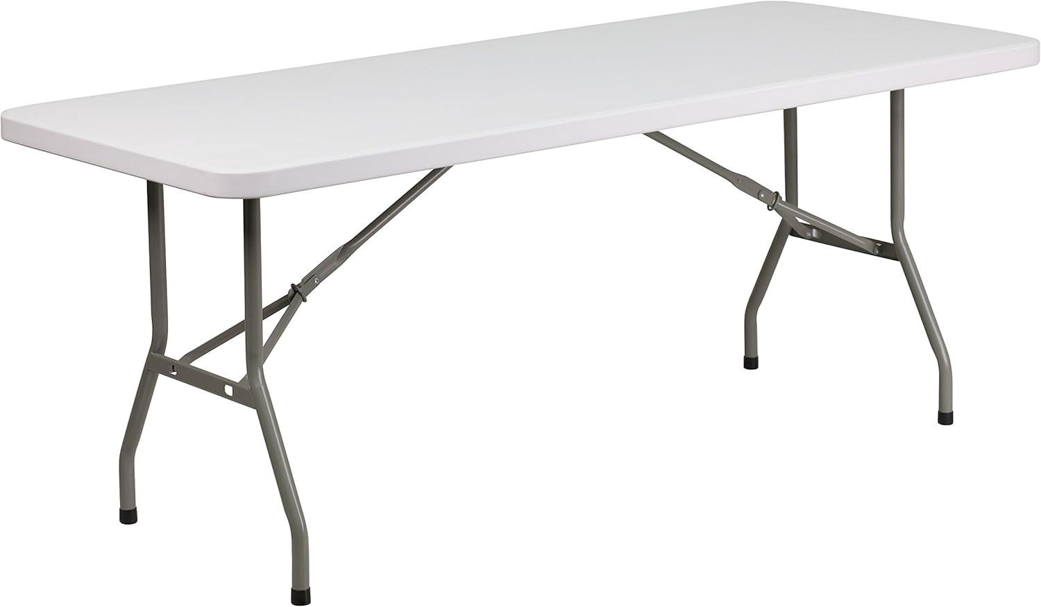 imageFlash Furniture Elon 4 Rectangular AllOccasion Plastic Folding Event Table Folding Banquet Table for IndoorOutdoor Events WhiteGranite White