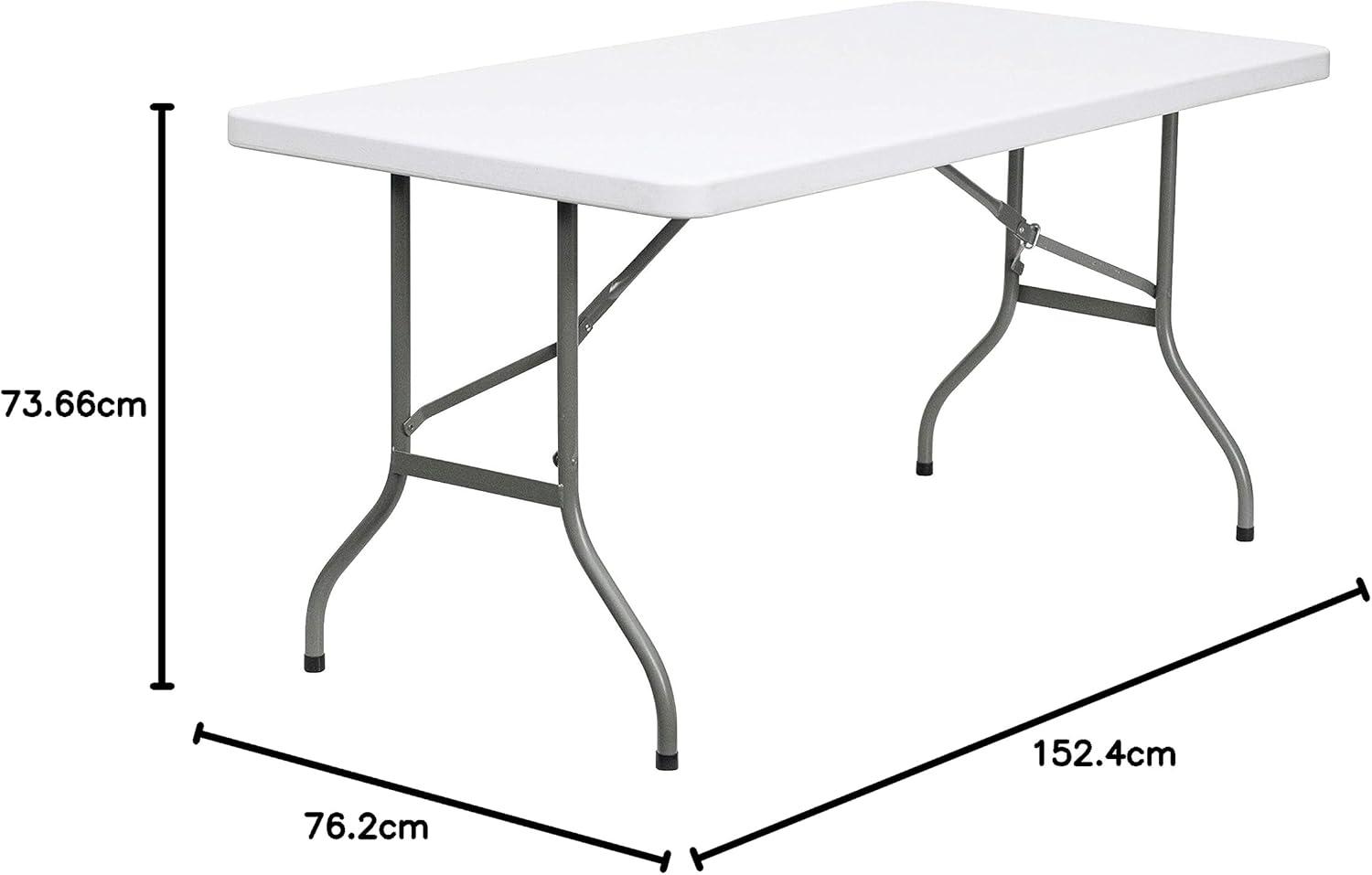 imageFlash Furniture Elon 4 Rectangular AllOccasion Plastic Folding Event Table Folding Banquet Table for IndoorOutdoor Events WhiteGranite White
