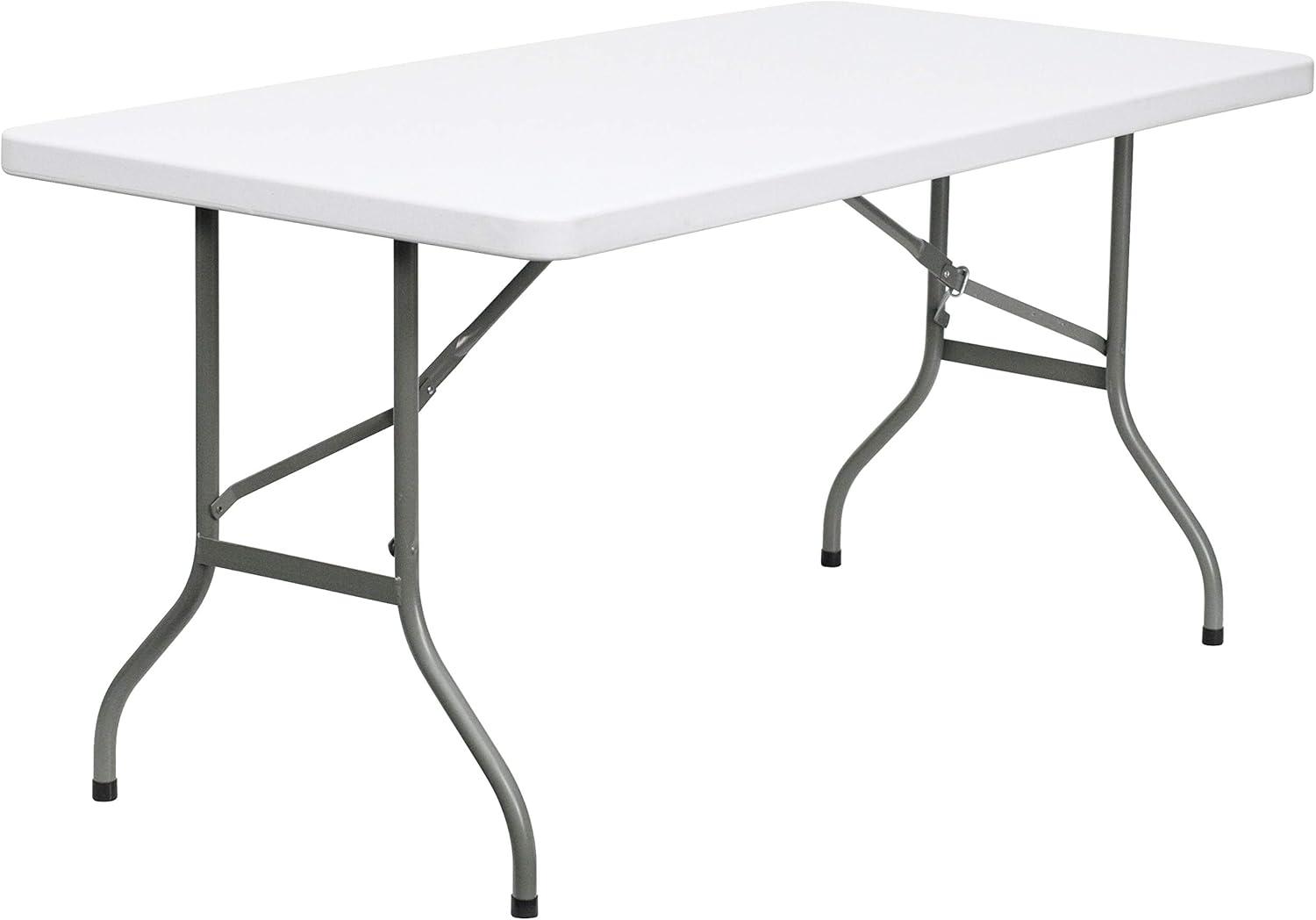 imageFlash Furniture Elon 4 Rectangular AllOccasion Plastic Folding Event Table Folding Banquet Table for IndoorOutdoor Events WhiteGranite White