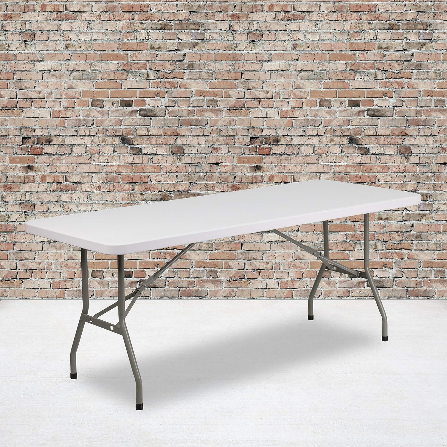 imageFlash Furniture Elon 4 Rectangular AllOccasion Plastic Folding Event Table Folding Banquet Table for IndoorOutdoor Events WhiteGranite White