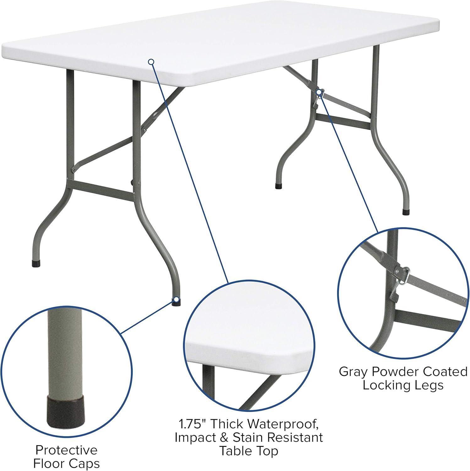 imageFlash Furniture Elon 4 Rectangular AllOccasion Plastic Folding Event Table Folding Banquet Table for IndoorOutdoor Events WhiteGranite White