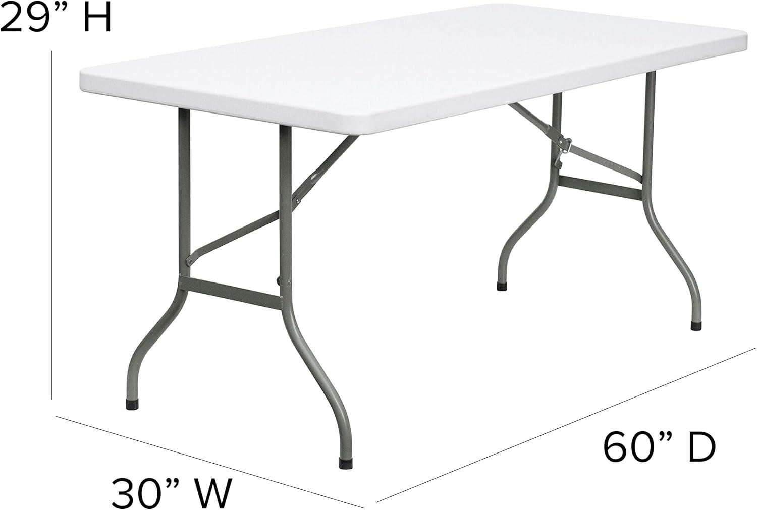 imageFlash Furniture Elon 4 Rectangular AllOccasion Plastic Folding Event Table Folding Banquet Table for IndoorOutdoor Events WhiteGranite White
