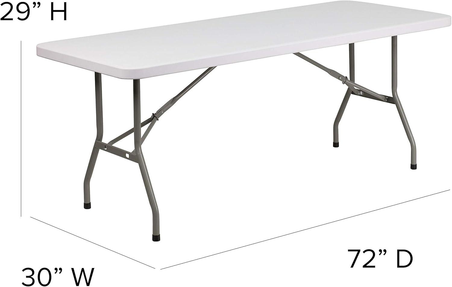 imageFlash Furniture Elon 4 Rectangular AllOccasion Plastic Folding Event Table Folding Banquet Table for IndoorOutdoor Events WhiteGranite White