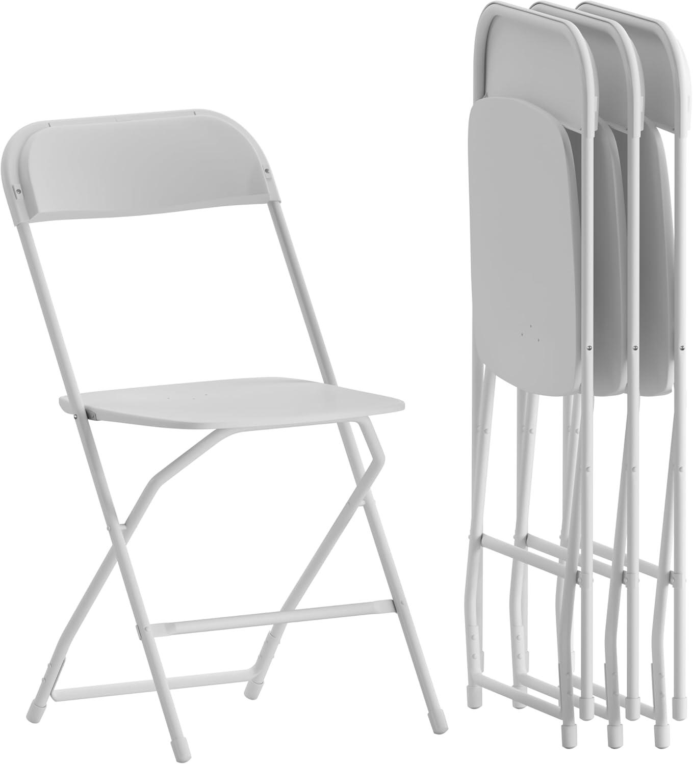 imageFlash Furniture Elon 4Foot Granite White Plastic Folding Table ampamp Hercules Series Plastic Folding Chairs for Parties and Weddings Stackable Commercia