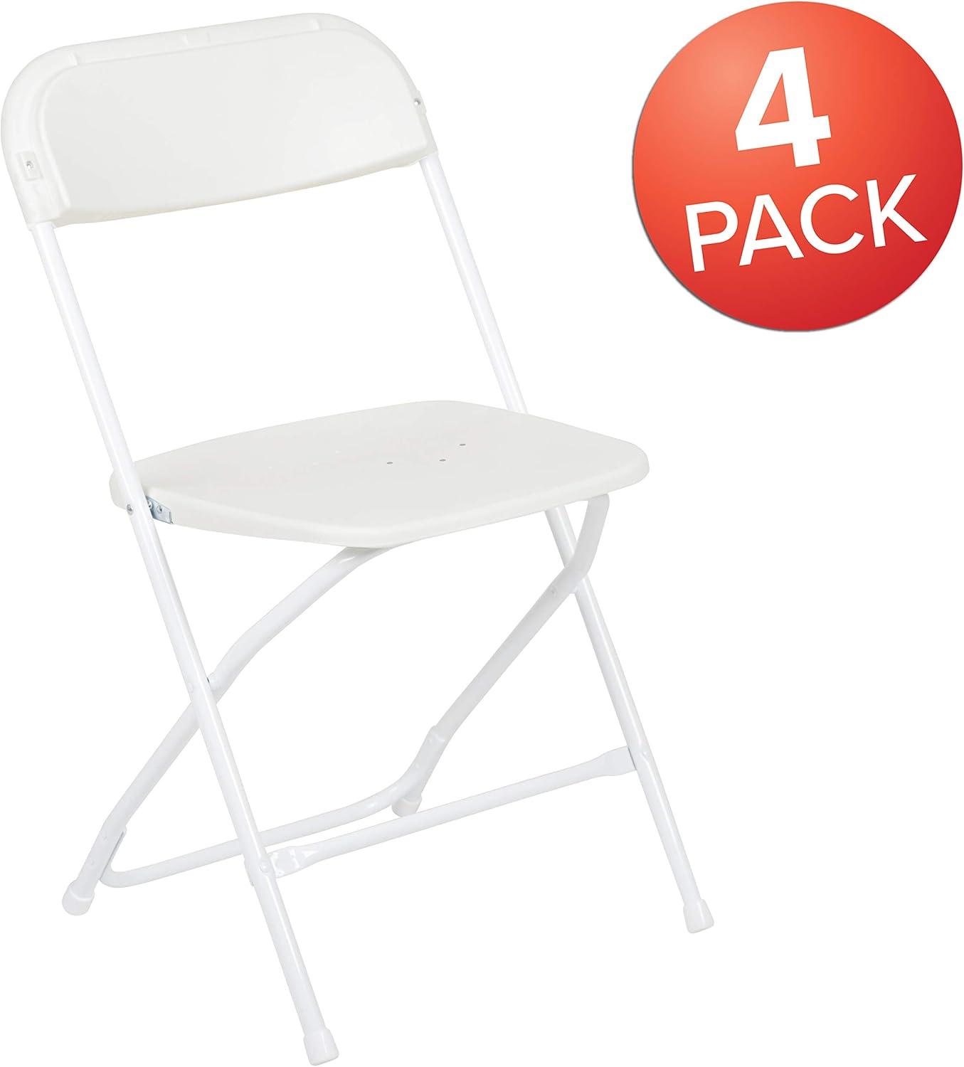 imageFlash Furniture Elon 4Foot Granite White Plastic Folding Table ampamp Hercules Series Plastic Folding Chairs for Parties and Weddings Stackable Commercia
