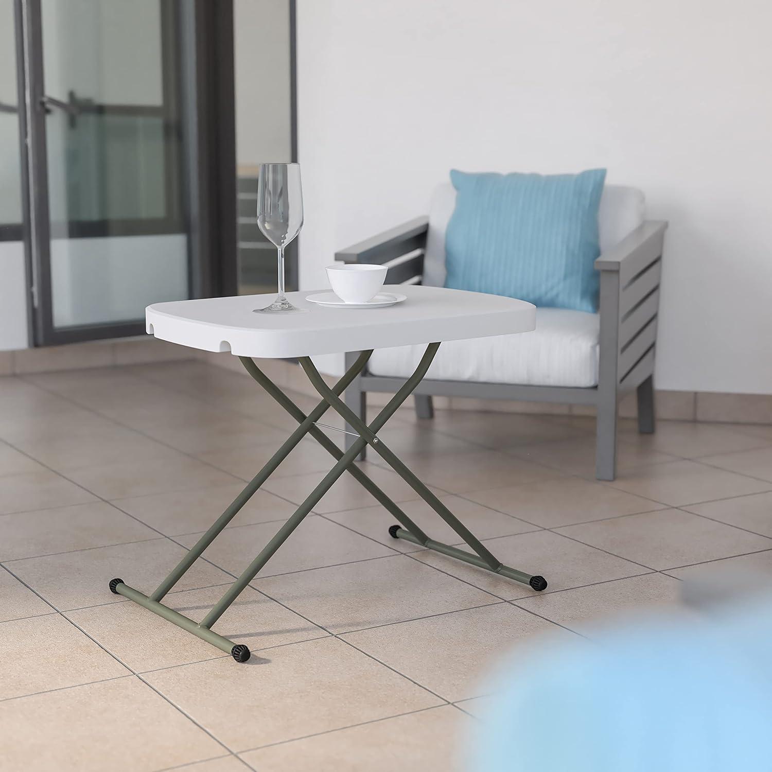 imageFlash Furniture Elon Folding Table Granite White Height Adjustable 26 Inch TV Tray Commercial Grade Laptop Table26