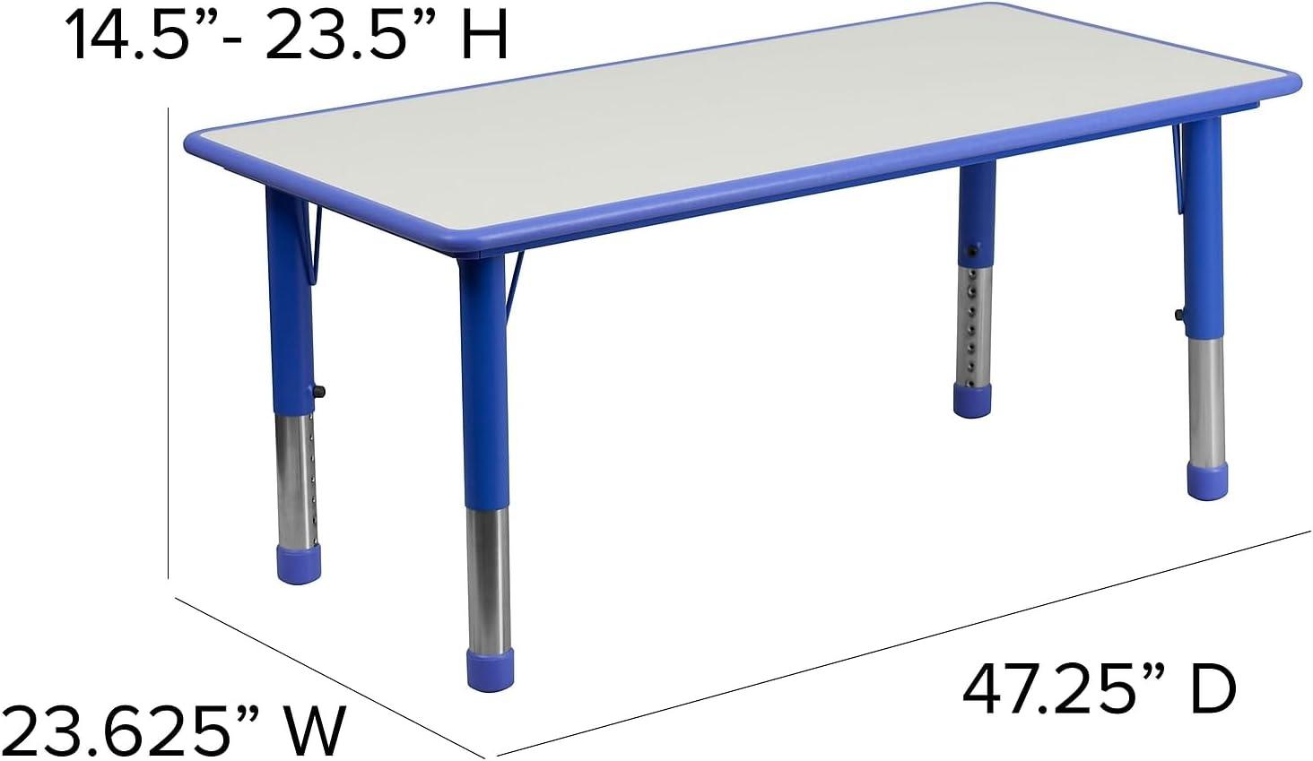 imageFlash Furniture Emmy 23625W x 4725L Rectangular Red Plastic Height Adjustable Activity Table Set with 4 ChairsBlue