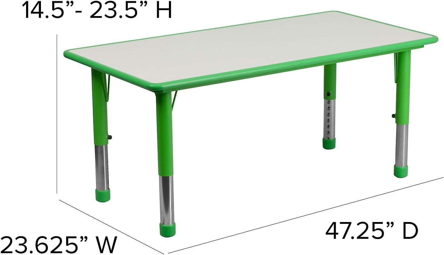 imageFlash Furniture Emmy 23625W x 4725L Rectangular Red Plastic Height Adjustable Activity Table Set with 4 ChairsGreen
