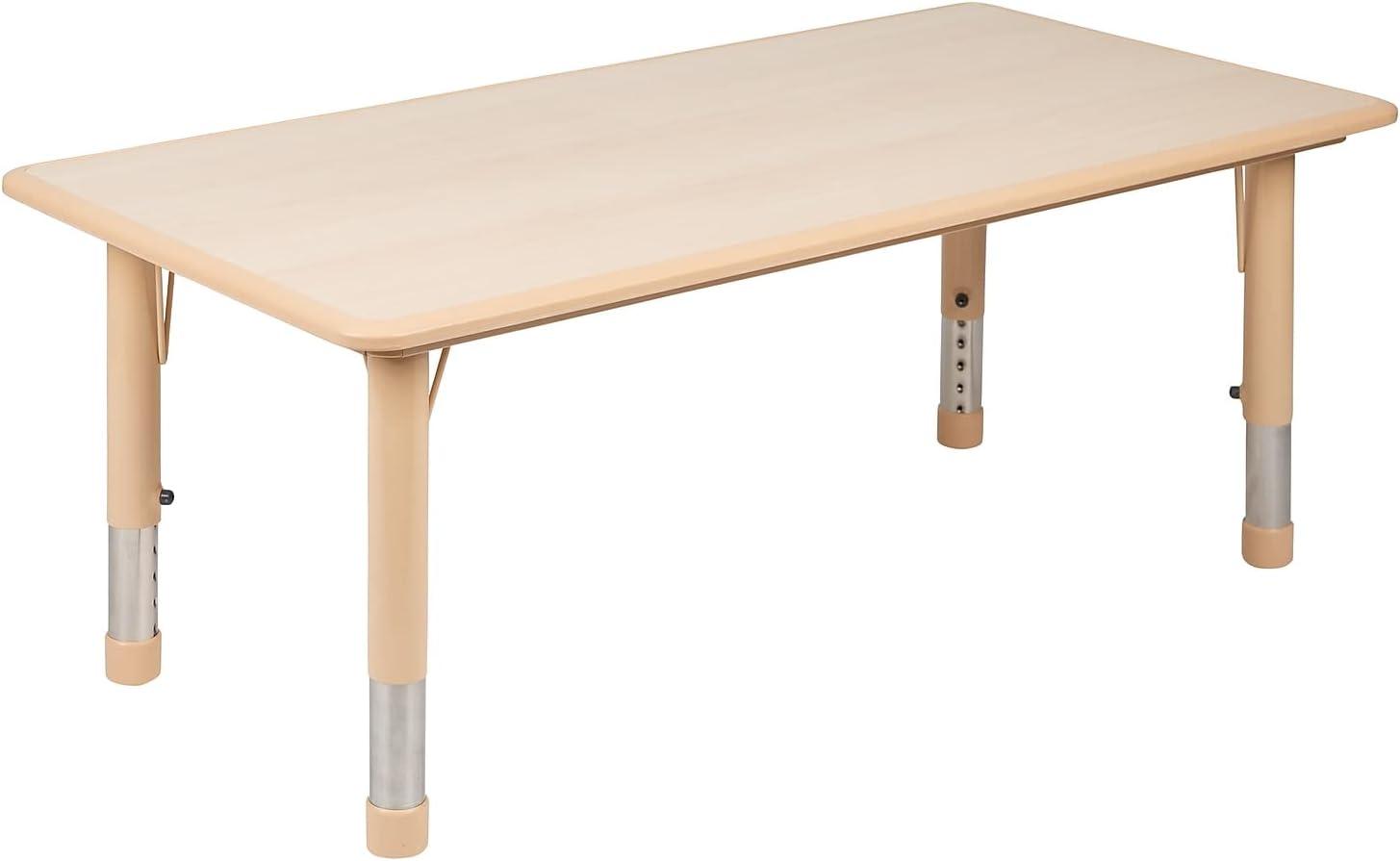 imageFlash Furniture Emmy 23625W x 4725L Rectangular Red Plastic Height Adjustable Activity Table Set with 4 ChairsNatural