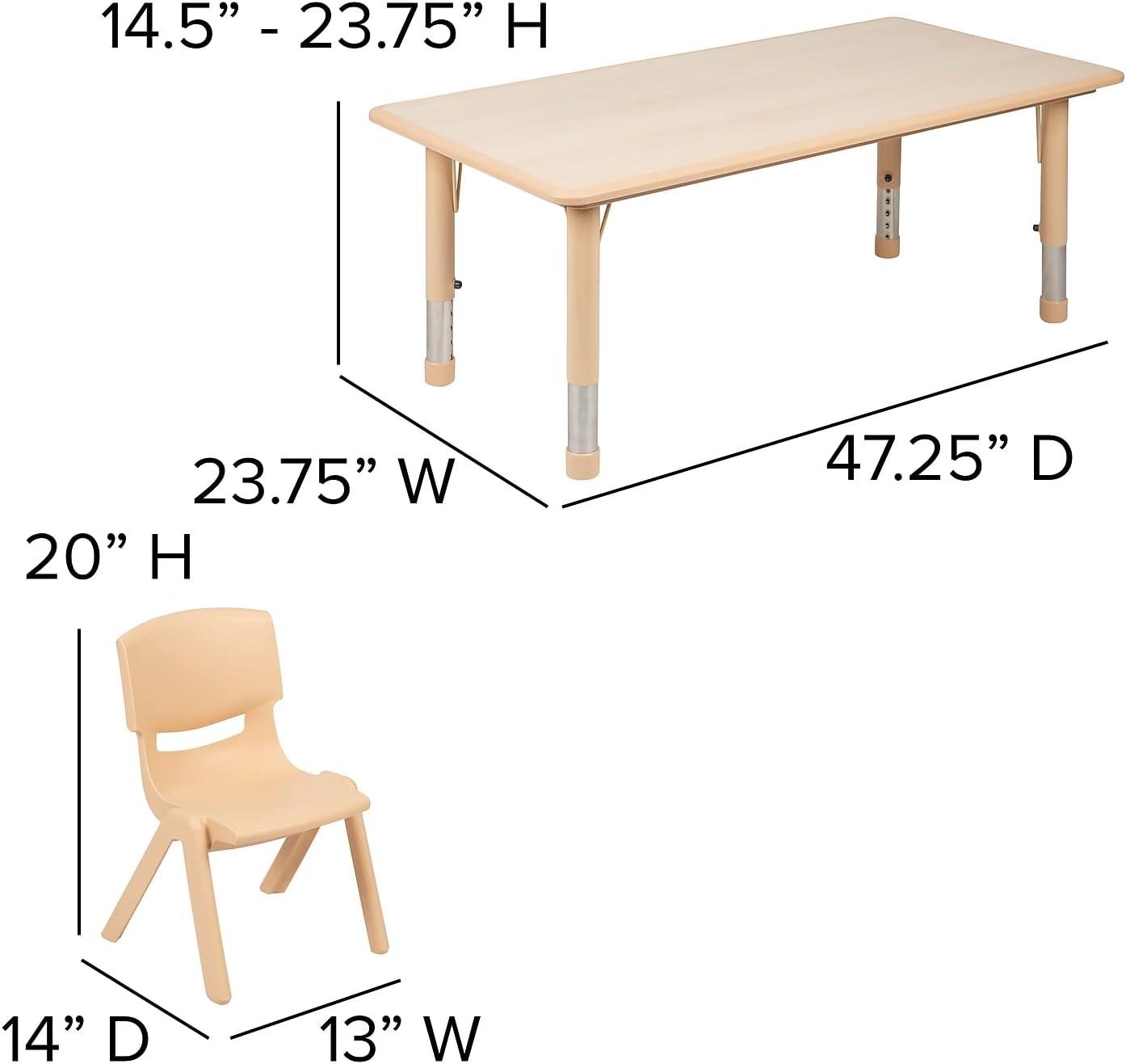 imageFlash Furniture Emmy 23625W x 4725L Rectangular Red Plastic Height Adjustable Activity Table Set with 4 ChairsNatural