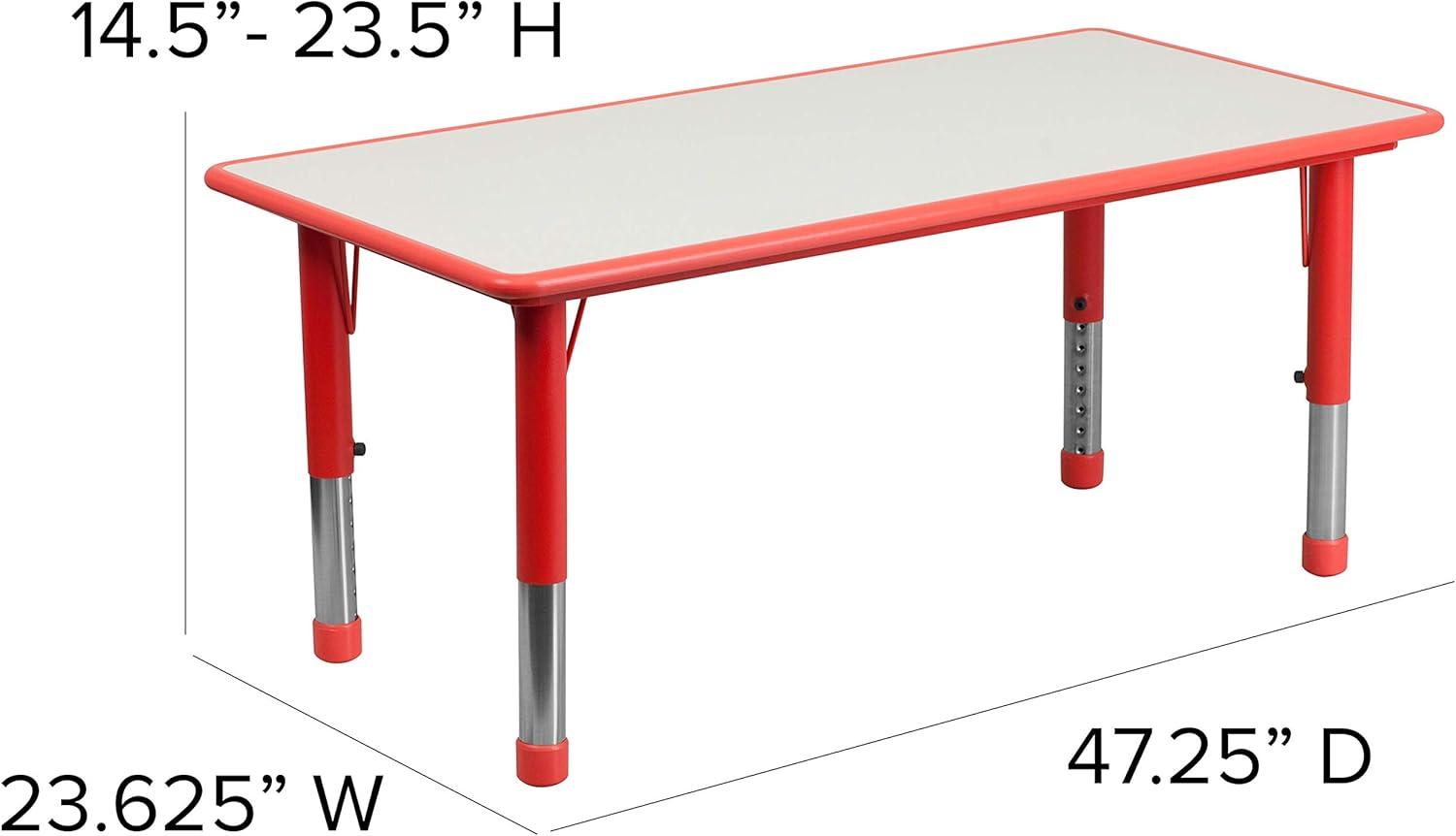 imageFlash Furniture Emmy 23625W x 4725L Rectangular Red Plastic Height Adjustable Activity Table Set with 4 ChairsRed