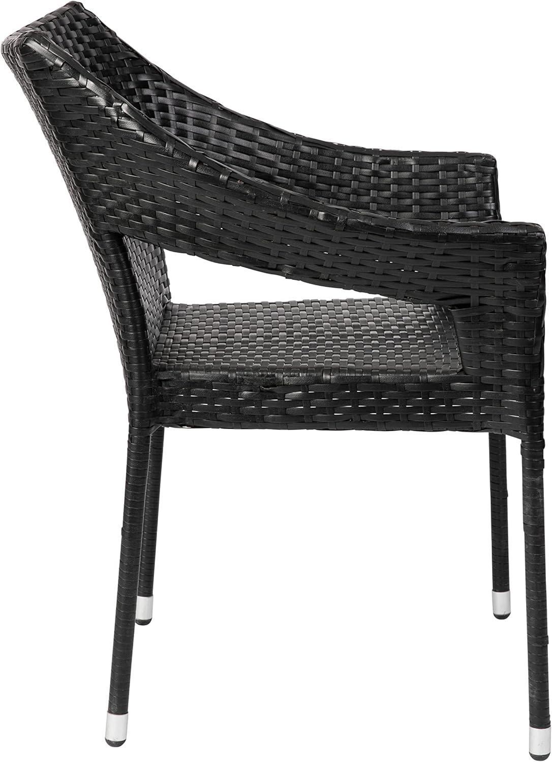 imageFlash Furniture Ethan Commercial Grade Patio Chair All Weather PE Rattan Wicker Stacking Patio Dining Chair Set of 2 GrayBlack