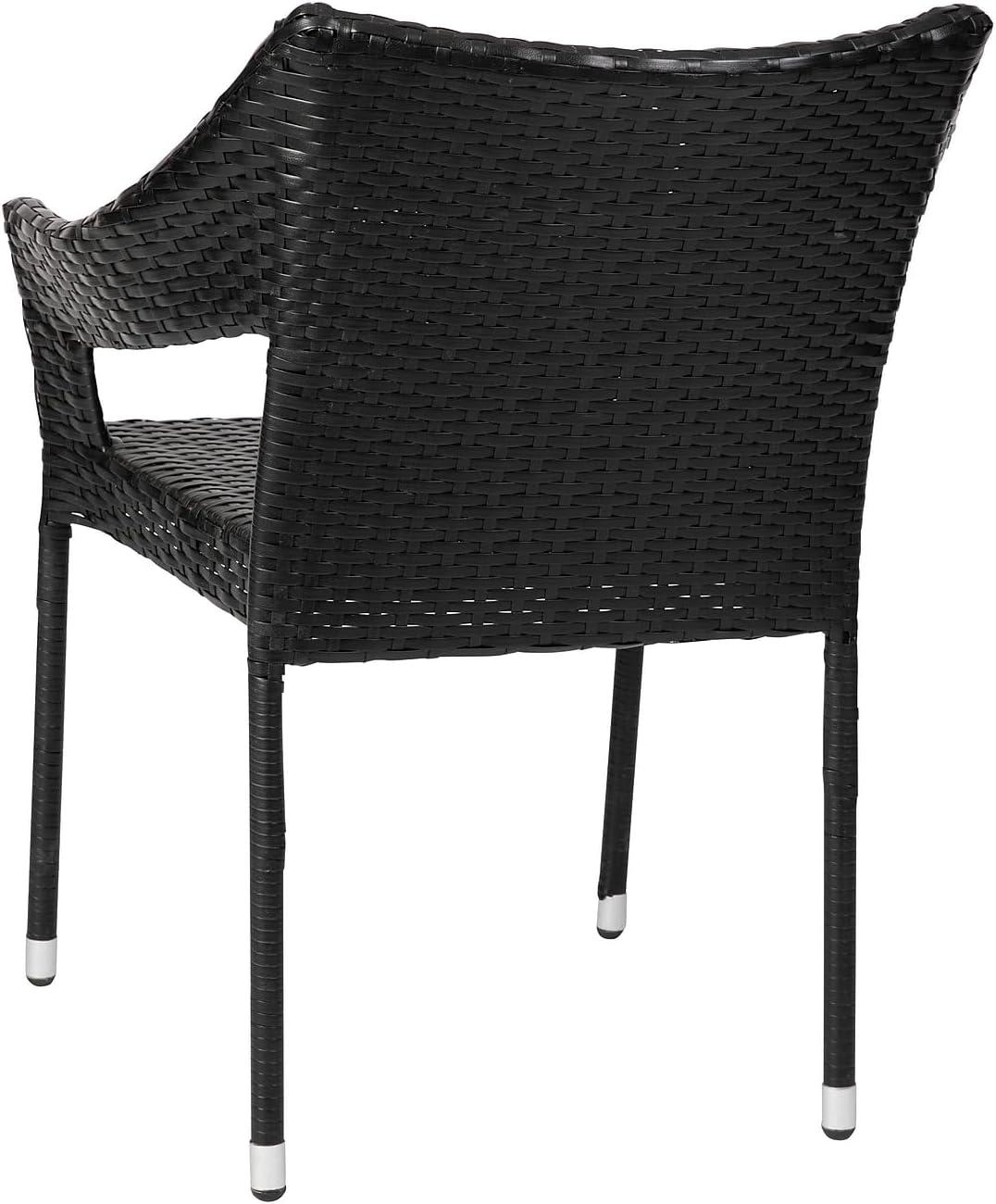 imageFlash Furniture Ethan Commercial Grade Patio Chair All Weather PE Rattan Wicker Stacking Patio Dining Chair Set of 2 GrayBlack