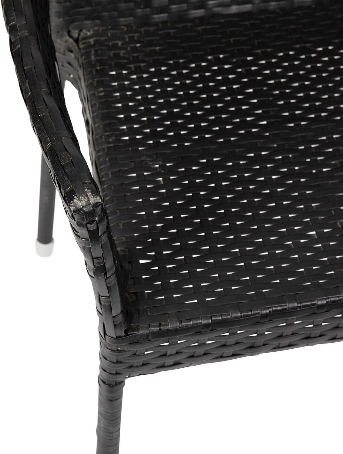 imageFlash Furniture Ethan Commercial Grade Patio Chair All Weather PE Rattan Wicker Stacking Patio Dining Chair Set of 2 GrayBlack