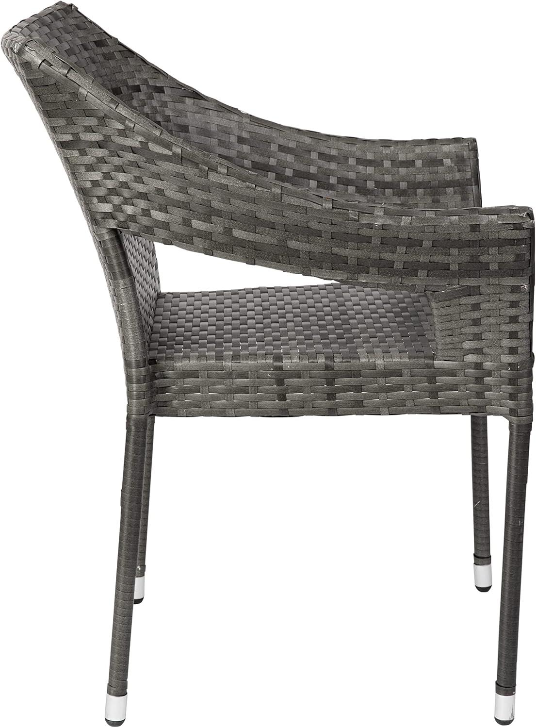 imageFlash Furniture Ethan Commercial Grade Patio Chair All Weather PE Rattan Wicker Stacking Patio Dining Chair Set of 2 GrayGrey