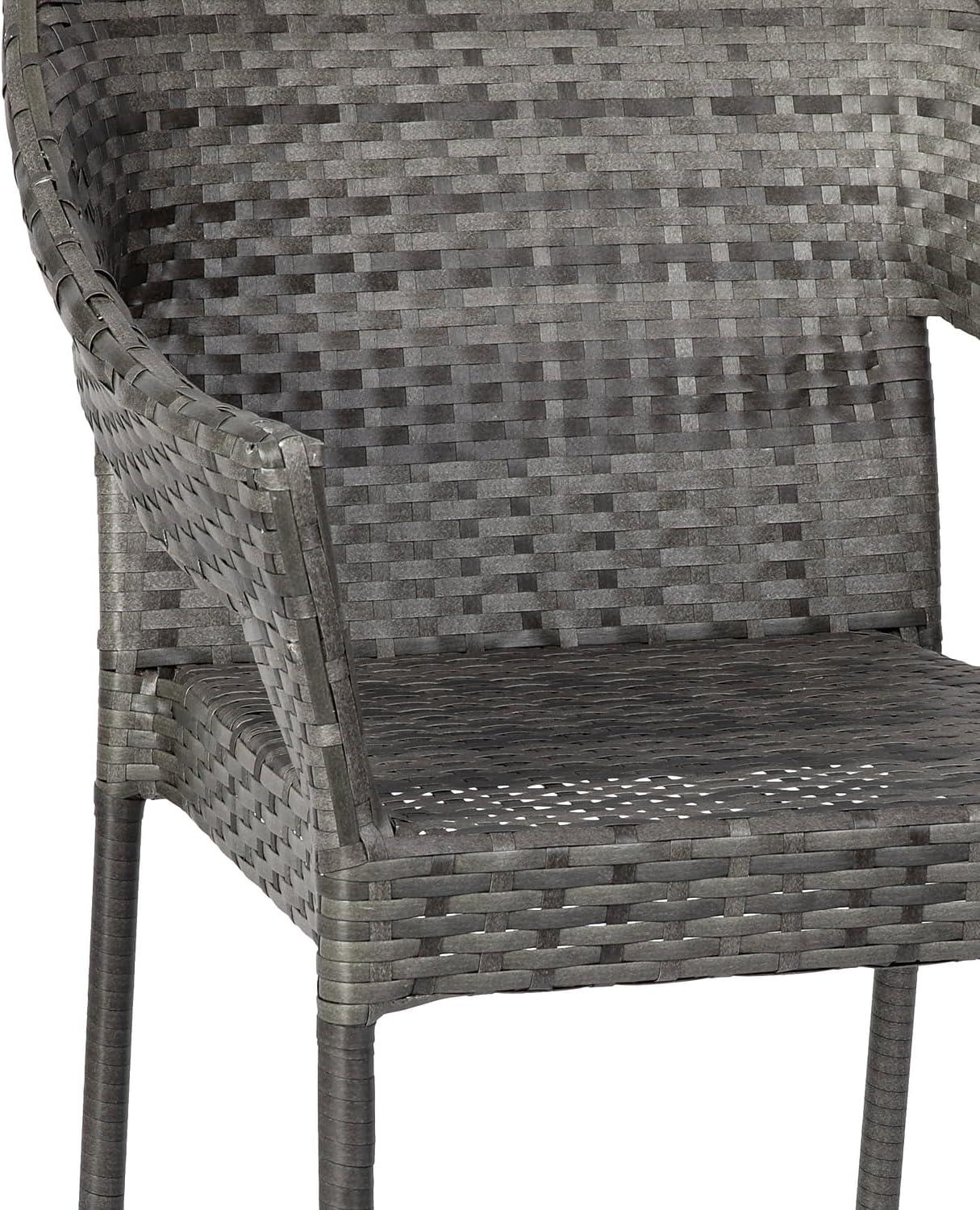 imageFlash Furniture Ethan Commercial Grade Patio Chair All Weather PE Rattan Wicker Stacking Patio Dining Chair Set of 2 GrayGrey