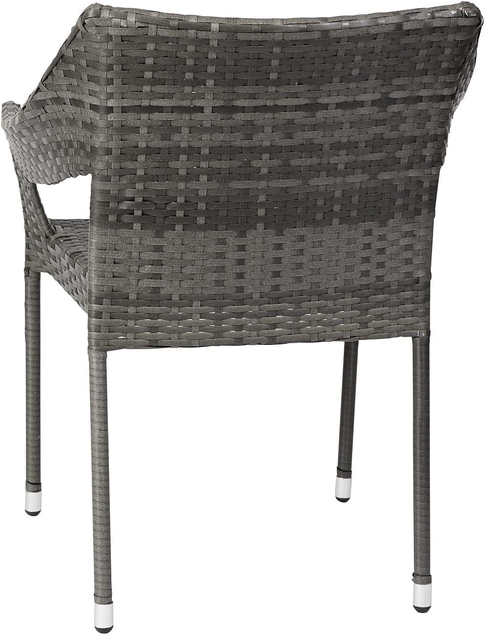imageFlash Furniture Ethan Commercial Grade Patio Chair All Weather PE Rattan Wicker Stacking Patio Dining Chair Set of 2 GrayGrey