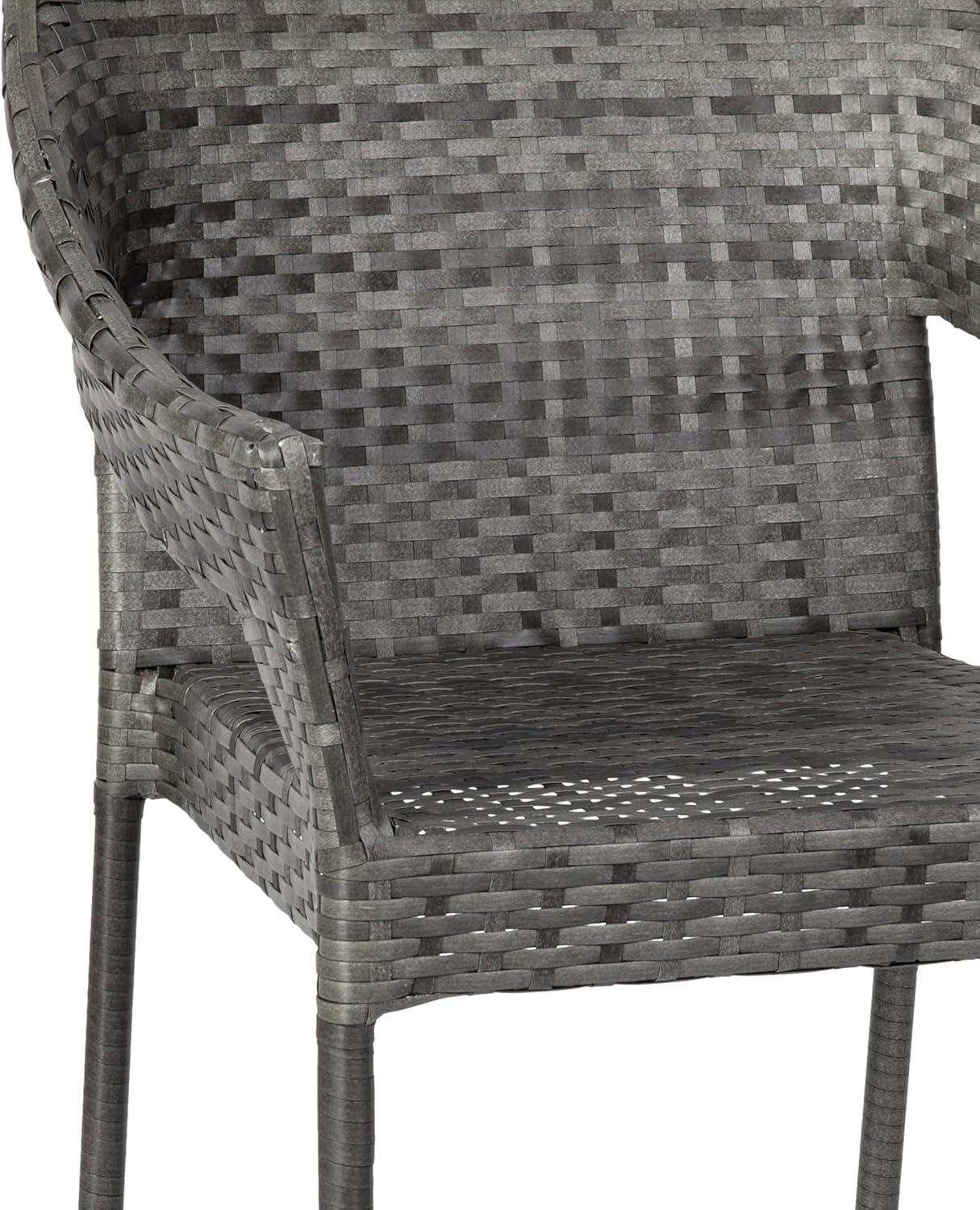 imageFlash Furniture Ethan Commercial Grade Patio Chair All Weather PE Rattan Wicker Stacking Patio Dining Chair Set of 2 GrayGrey
