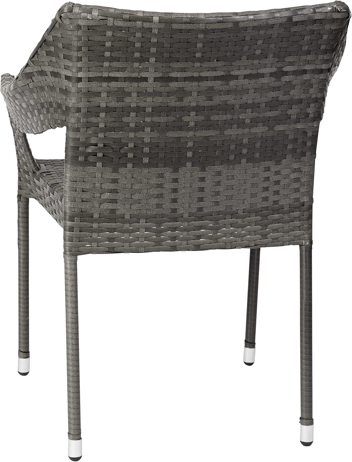 imageFlash Furniture Ethan Commercial Grade Patio Chair All Weather PE Rattan Wicker Stacking Patio Dining Chair Set of 2 GrayGrey