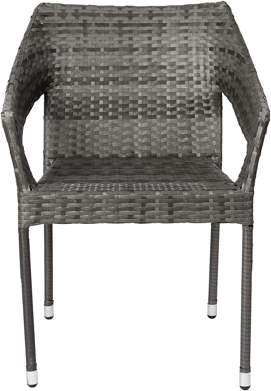 imageFlash Furniture Ethan Commercial Grade Patio Chair All Weather PE Rattan Wicker Stacking Patio Dining Chair Set of 2 GrayGrey