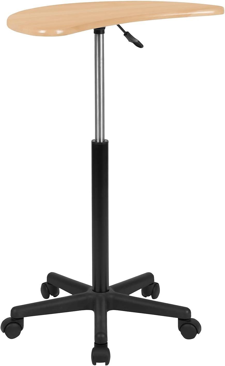 imageFlash Furniture Eve Sit to Stand Mobile Laptop DeskSpeakers Lectern with Wheels Modern HeightAdjustable Portable Standing Computer Desk BlackMaple