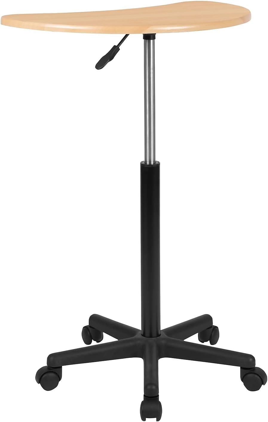 imageFlash Furniture Eve Sit to Stand Mobile Laptop DeskSpeakers Lectern with Wheels Modern HeightAdjustable Portable Standing Computer Desk BlackMaple