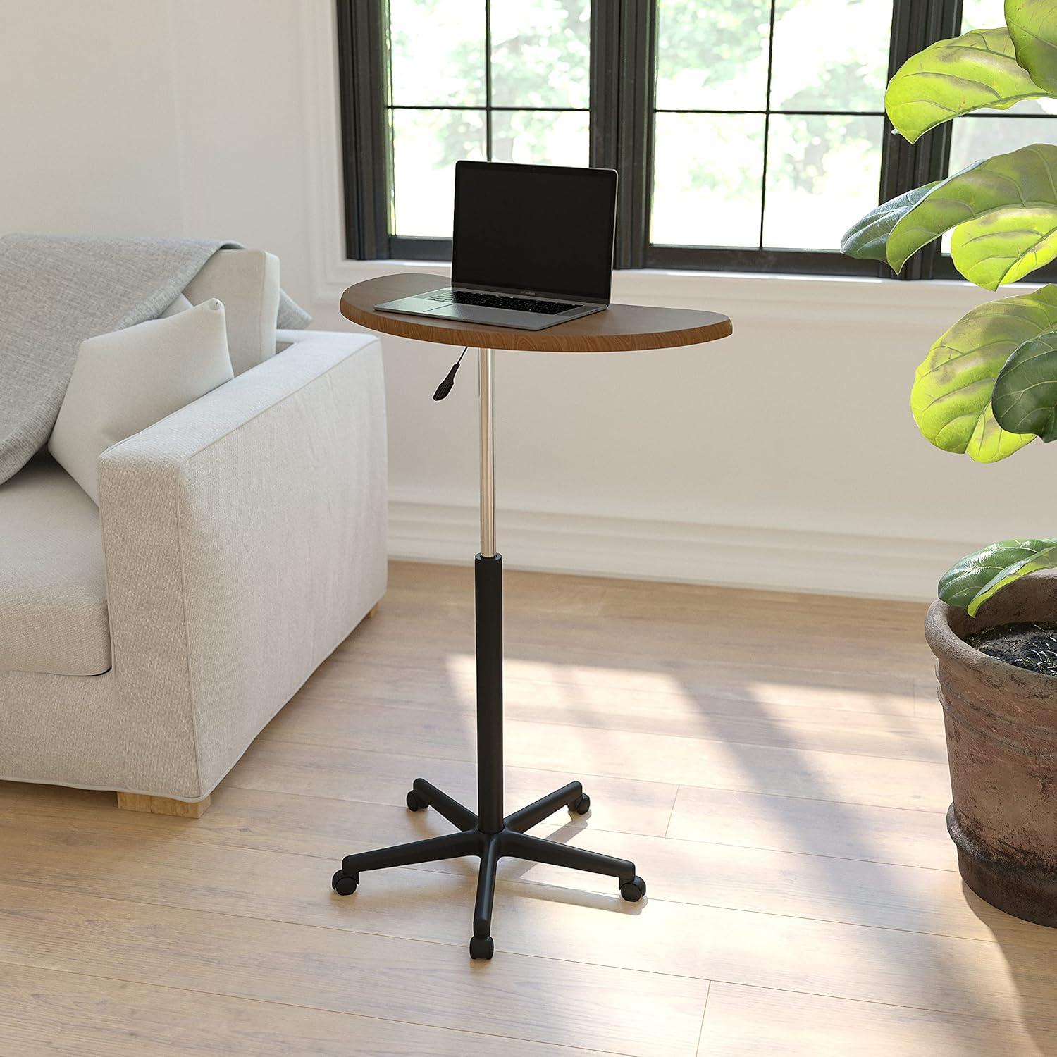 imageFlash Furniture Eve Sit to Stand Mobile Laptop DeskSpeakers Lectern with Wheels Modern HeightAdjustable Portable Standing Computer Desk BlackRustic Walnut