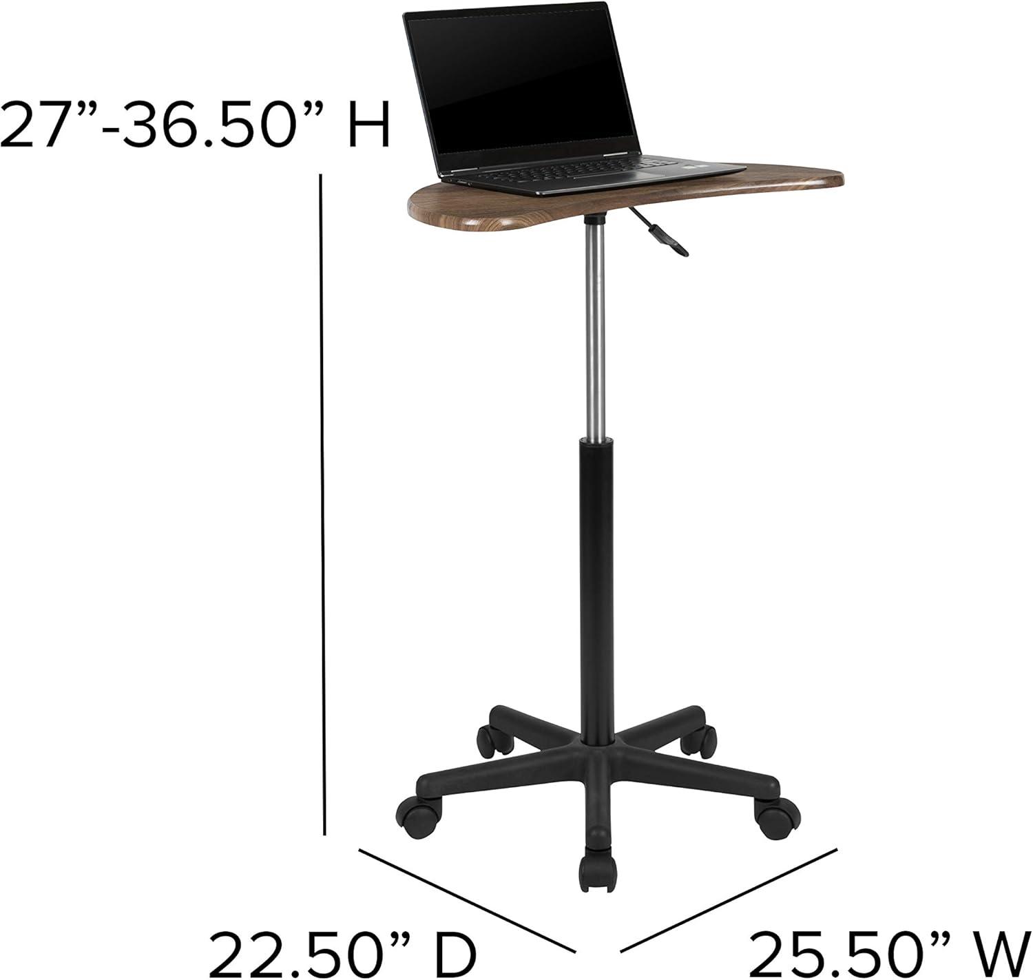 imageFlash Furniture Eve Sit to Stand Mobile Laptop DeskSpeakers Lectern with Wheels Modern HeightAdjustable Portable Standing Computer Desk BlackRustic Walnut