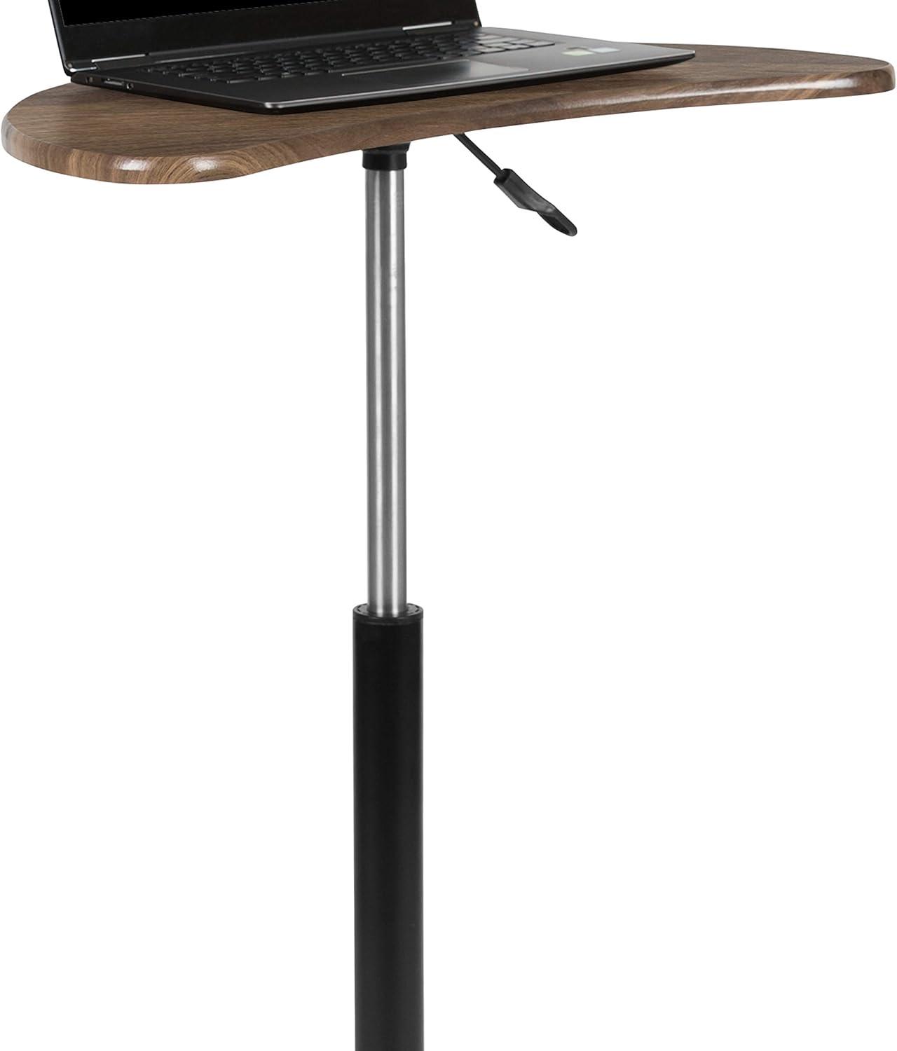 imageFlash Furniture Eve Sit to Stand Mobile Laptop DeskSpeakers Lectern with Wheels Modern HeightAdjustable Portable Standing Computer Desk BlackRustic Walnut