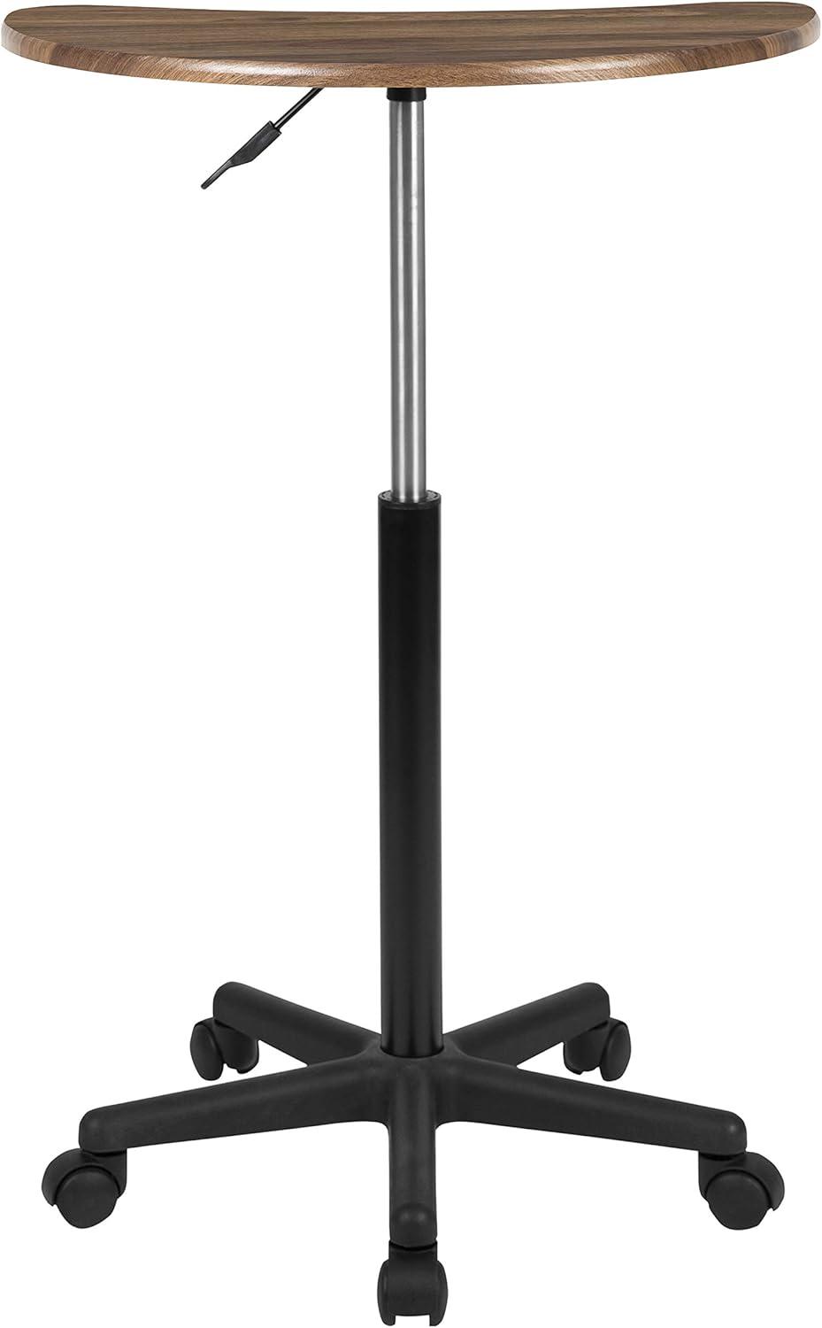 imageFlash Furniture Eve Sit to Stand Mobile Laptop DeskSpeakers Lectern with Wheels Modern HeightAdjustable Portable Standing Computer Desk BlackRustic Walnut