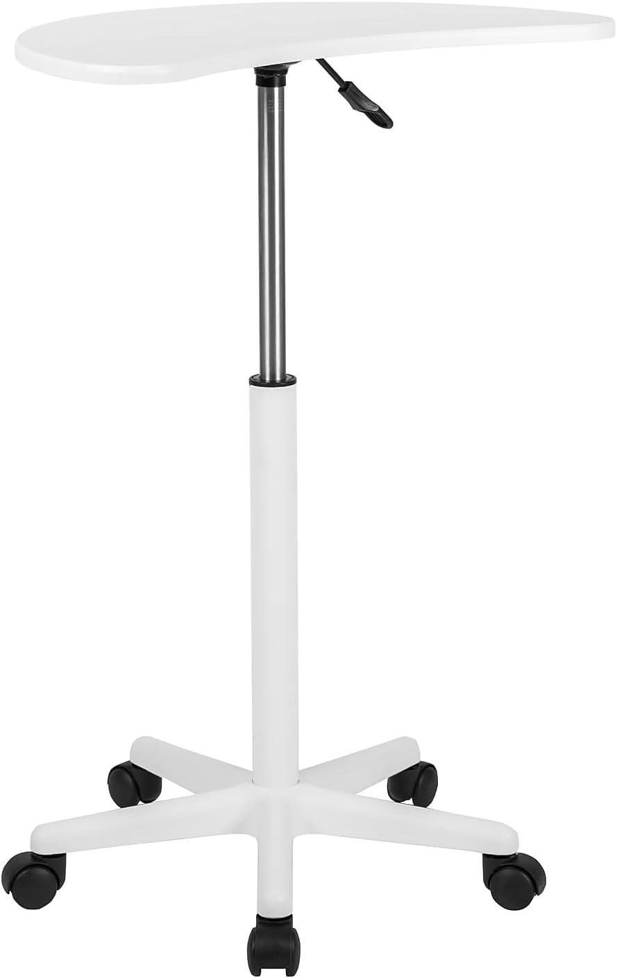 imageFlash Furniture Eve Sit to Stand Mobile Laptop DeskSpeakers Lectern with Wheels Modern HeightAdjustable Portable Standing Computer Desk BlackWhite