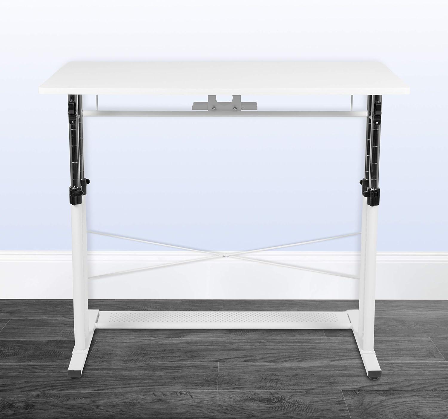 imageFlash Furniture Fairway Height Adjustable 27253575quotH Sit to Stand Home Office Desk White