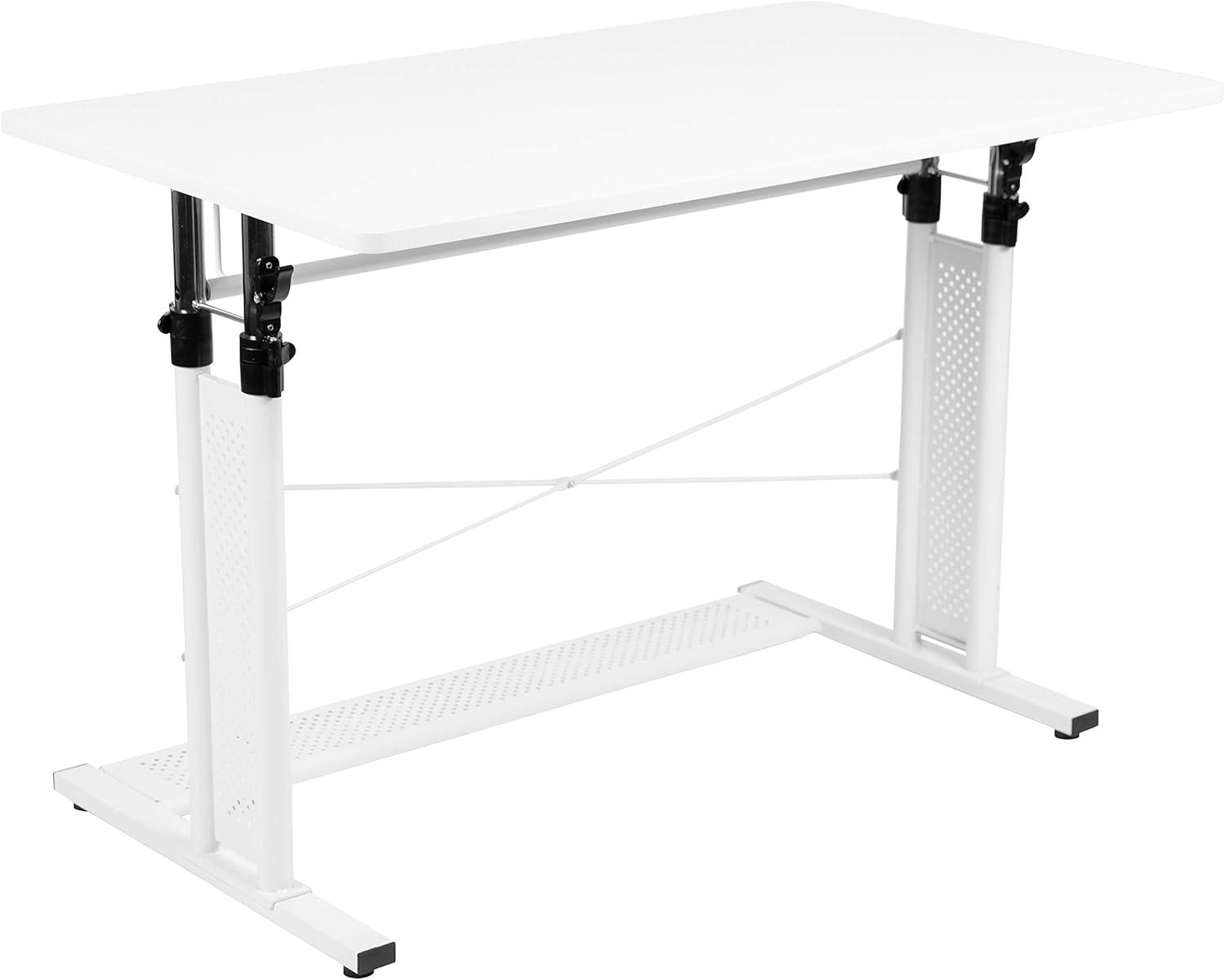imageFlash Furniture Fairway Height Adjustable 27253575quotH Sit to Stand Home Office Desk White