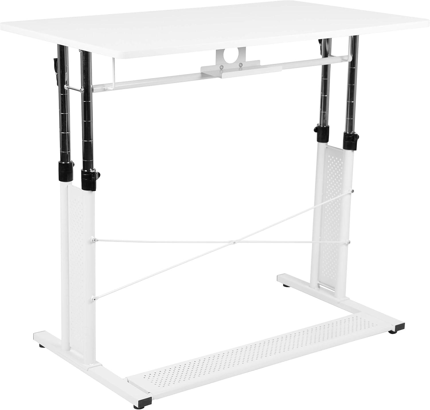 imageFlash Furniture Fairway Height Adjustable 27253575quotH Sit to Stand Home Office Desk White