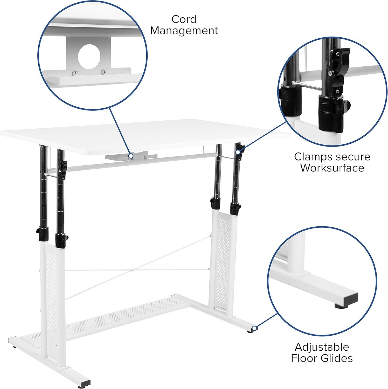 imageFlash Furniture Fairway Height Adjustable 27253575quotH Sit to Stand Home Office Desk White