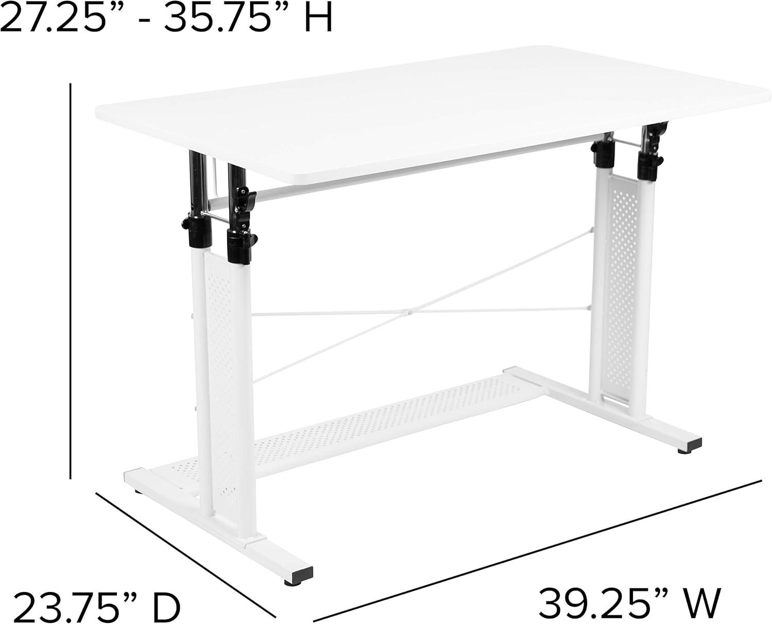 imageFlash Furniture Fairway Height Adjustable 27253575quotH Sit to Stand Home Office Desk White
