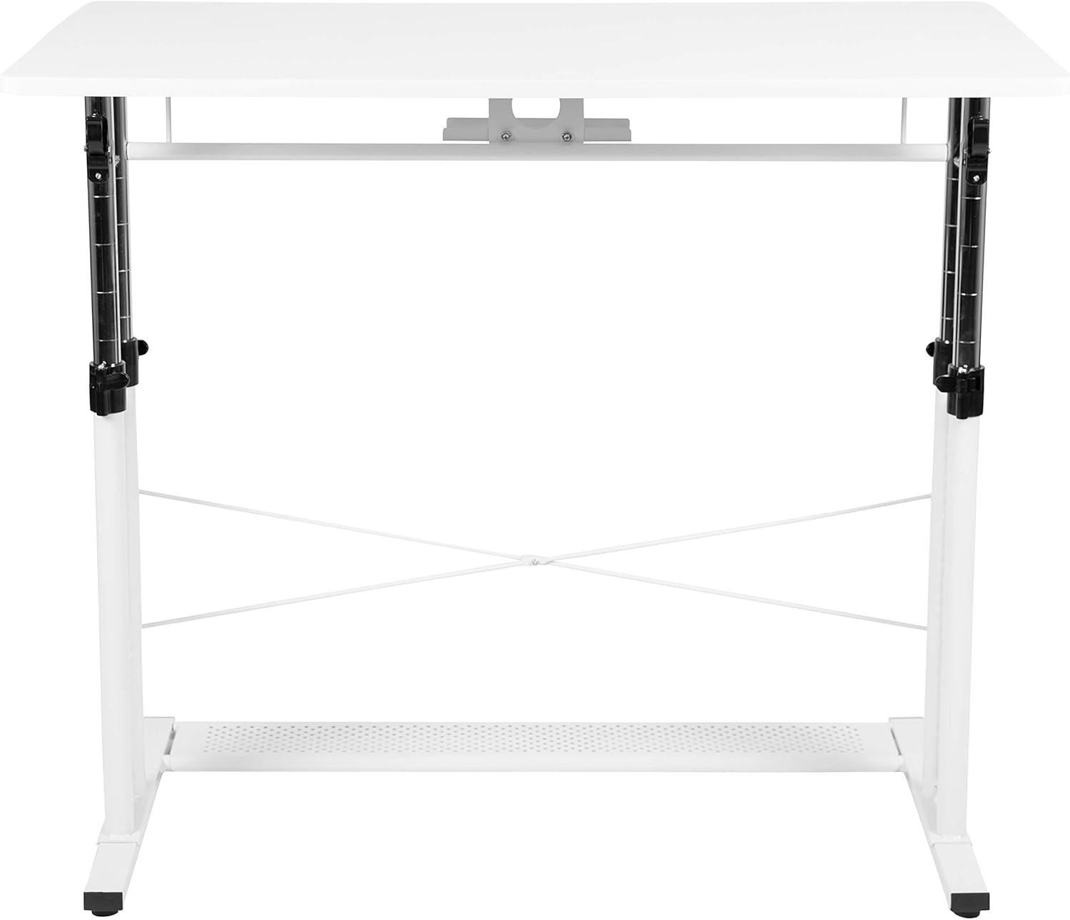 imageFlash Furniture Fairway Height Adjustable 27253575quotH Sit to Stand Home Office Desk White