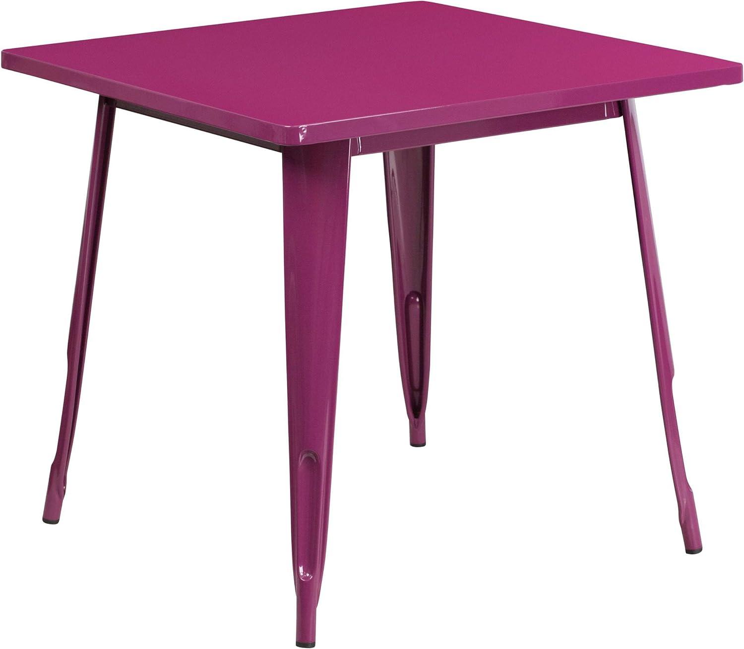 imageFlash Furniture Felix Commercial Grade 315quot Square White Metal IndoorOutdoor TableOrange